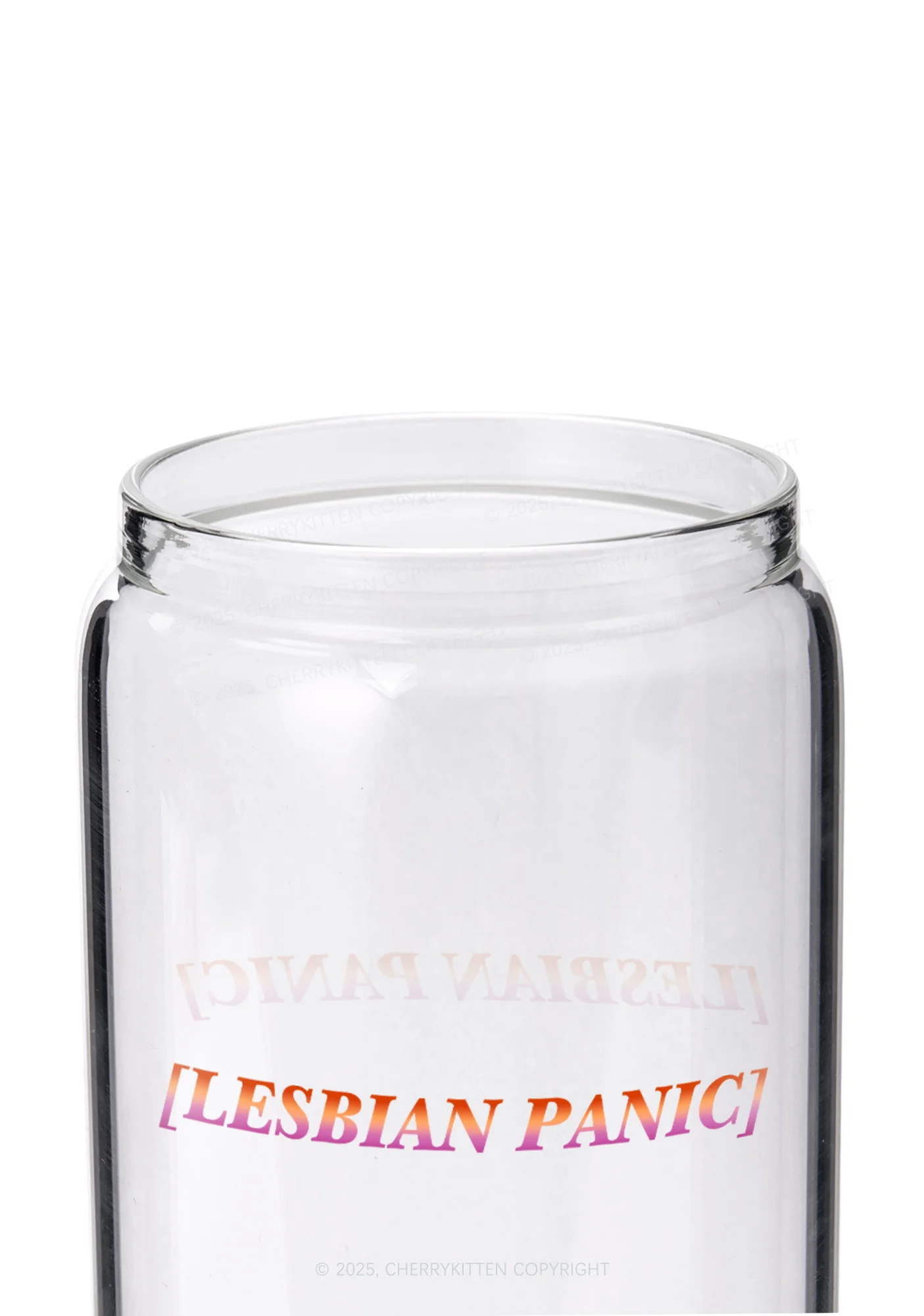 Lesbian Panic Pride Y2K Printed Glass Cup Cherrykitten - Image 2