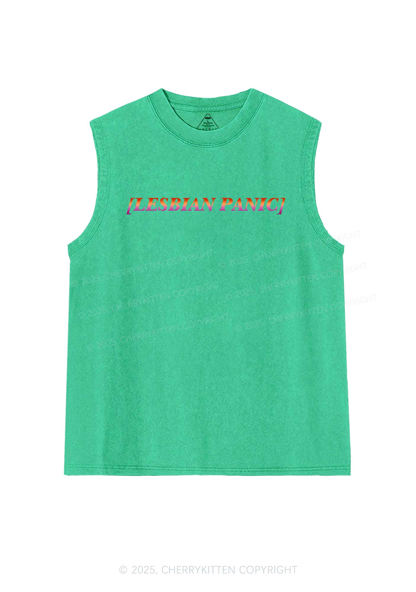 Lesbian Panic Pride Y2K Washed Muscle Tank Cherrykitten - Image 7