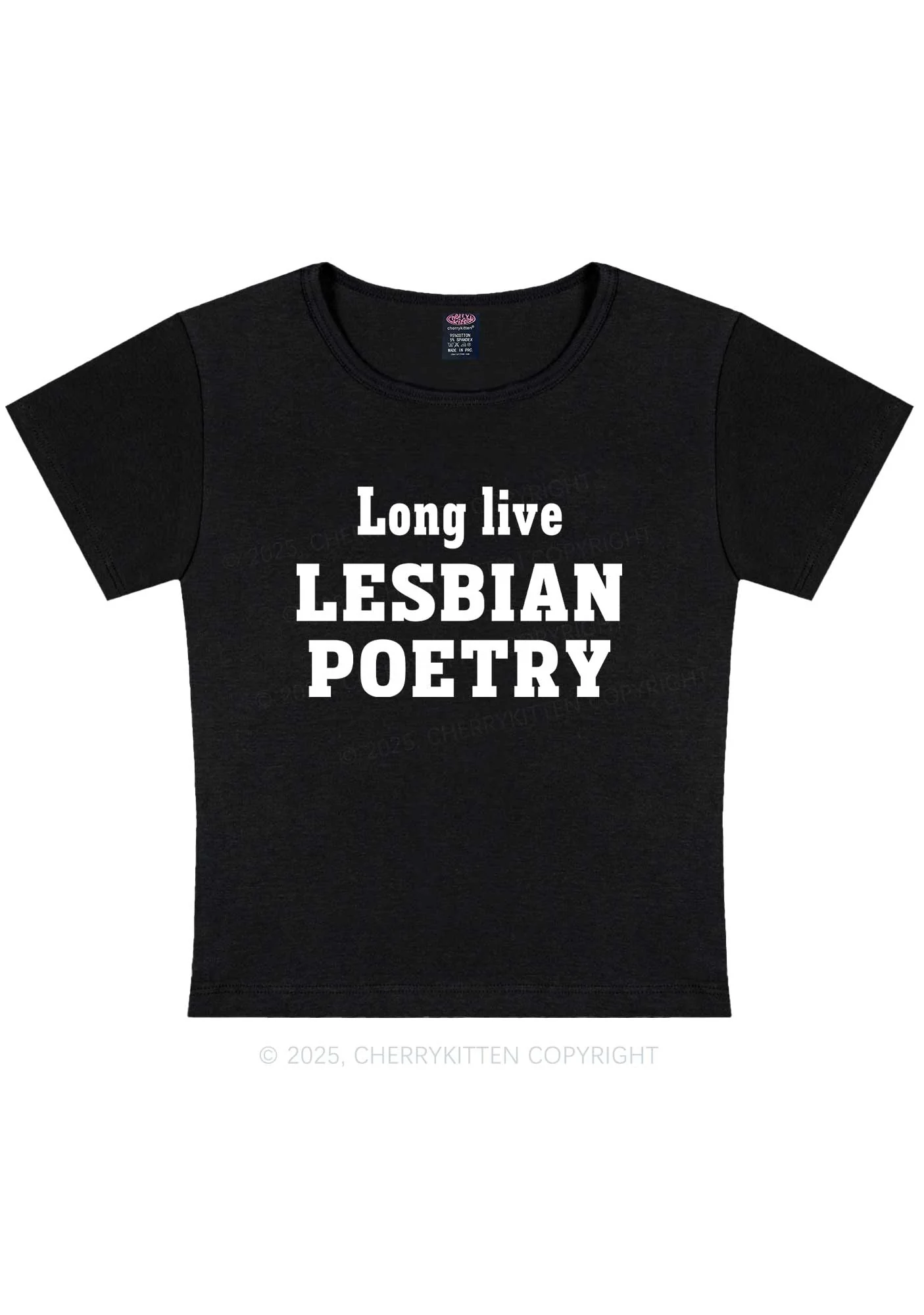 Lesbian Poetry Pride Y2K Baby Tee Cherrykitten - Image 4