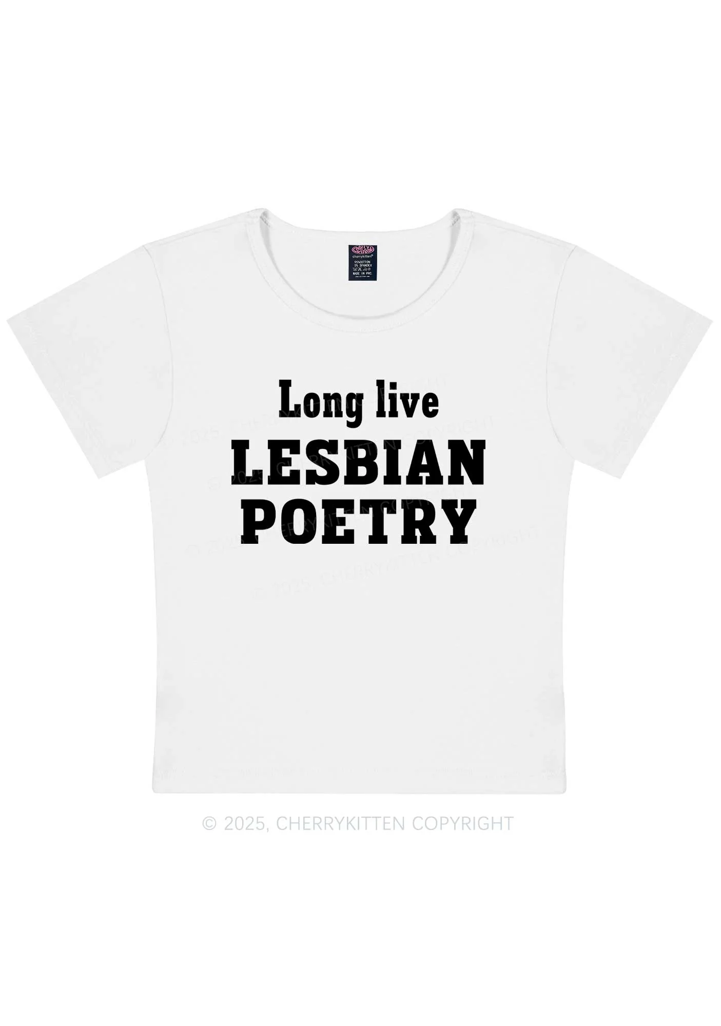 Lesbian Poetry Pride Y2K Baby Tee Cherrykitten - Image 6
