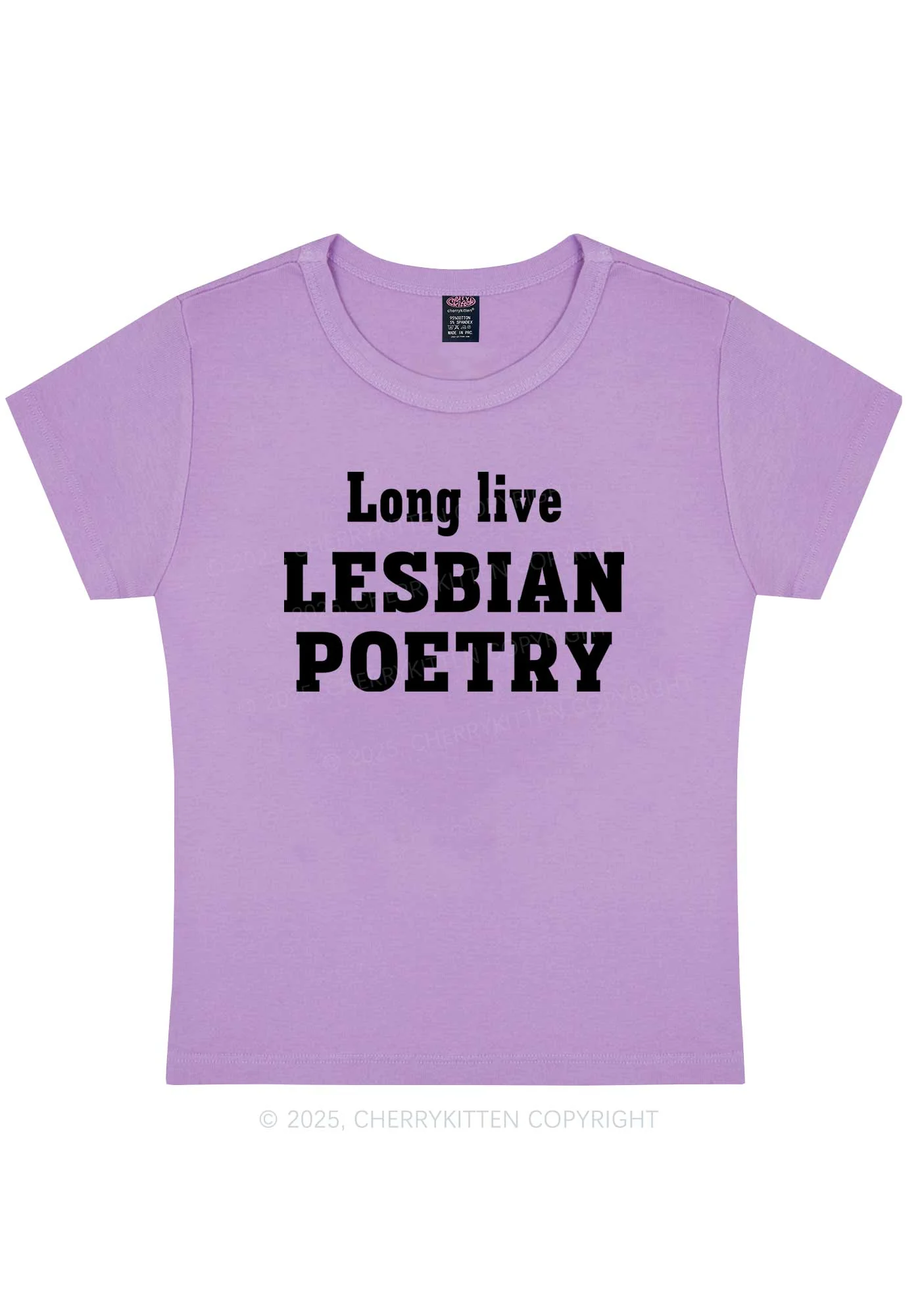 Lesbian Poetry Pride Y2K Baby Tee Cherrykitten - Image 7