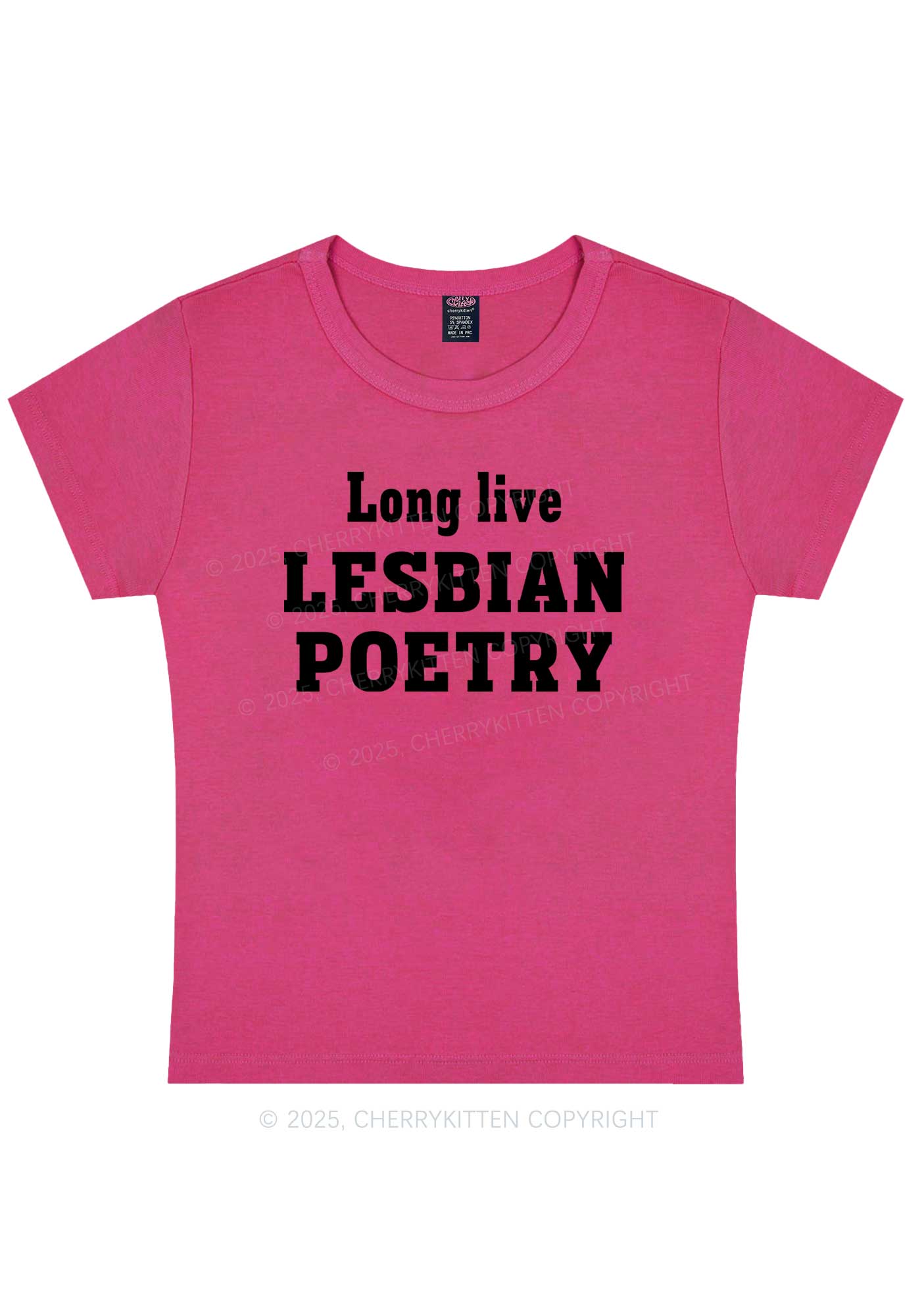 Lesbian Poetry Pride Y2K Baby Tee Cherrykitten - Image 8