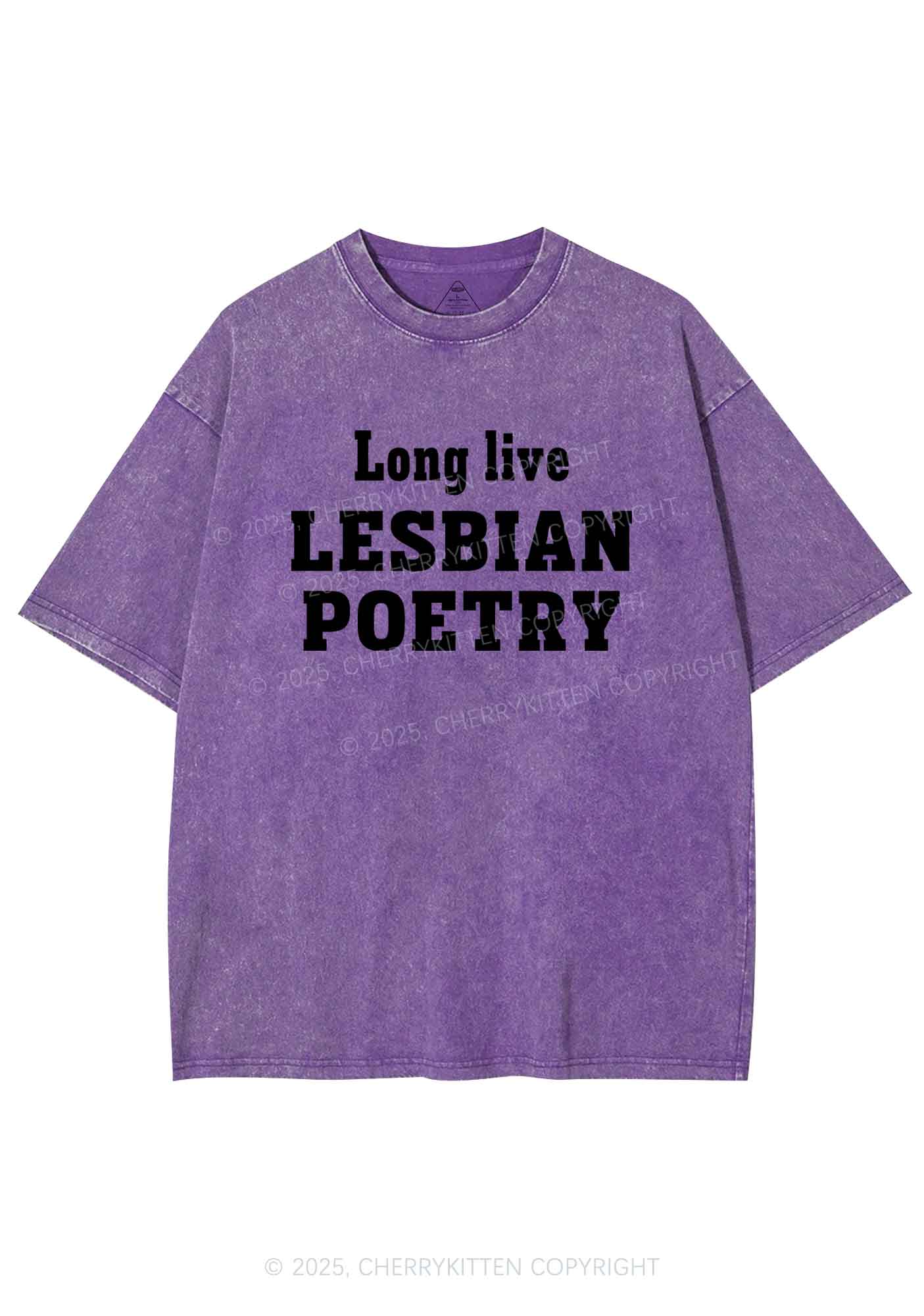 Lesbian Poetry Pride Y2K Shirts Washed Tee Cherrykitten - Image 4