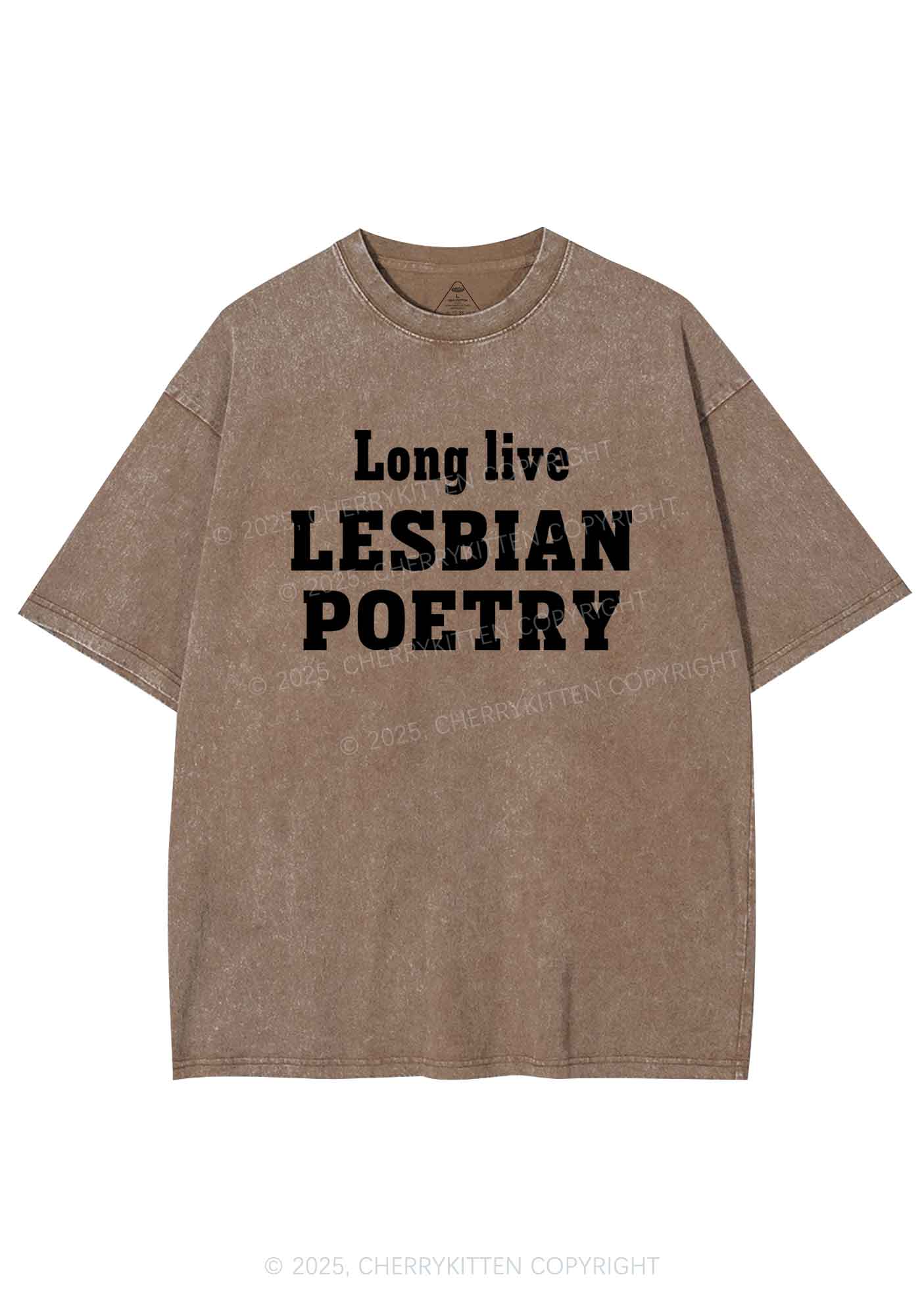 Lesbian Poetry Pride Y2K Shirts Washed Tee Cherrykitten - Image 6