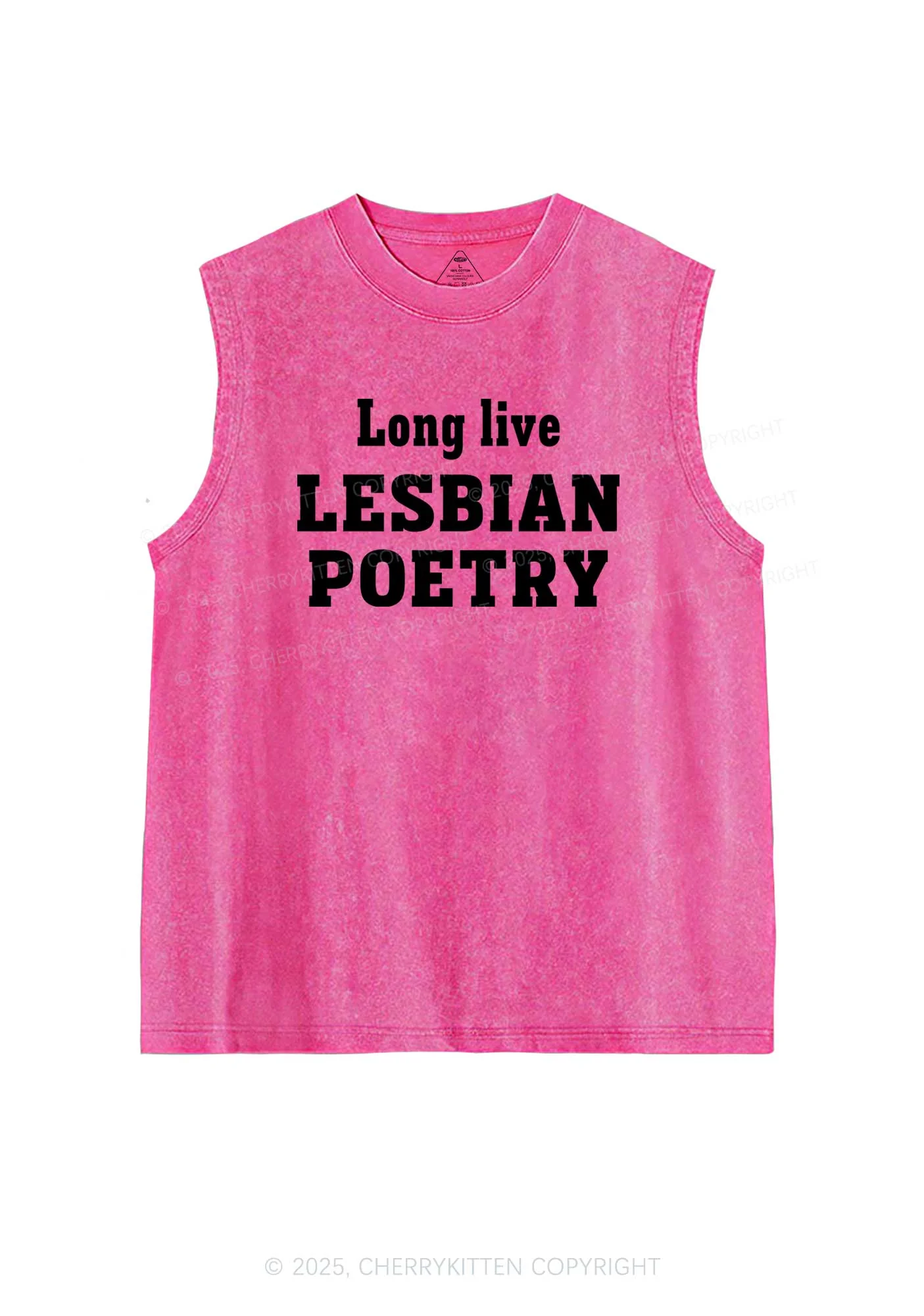 Lesbian Poetry Pride Y2K Washed Muscle Tank Cherrykitten - Image 3