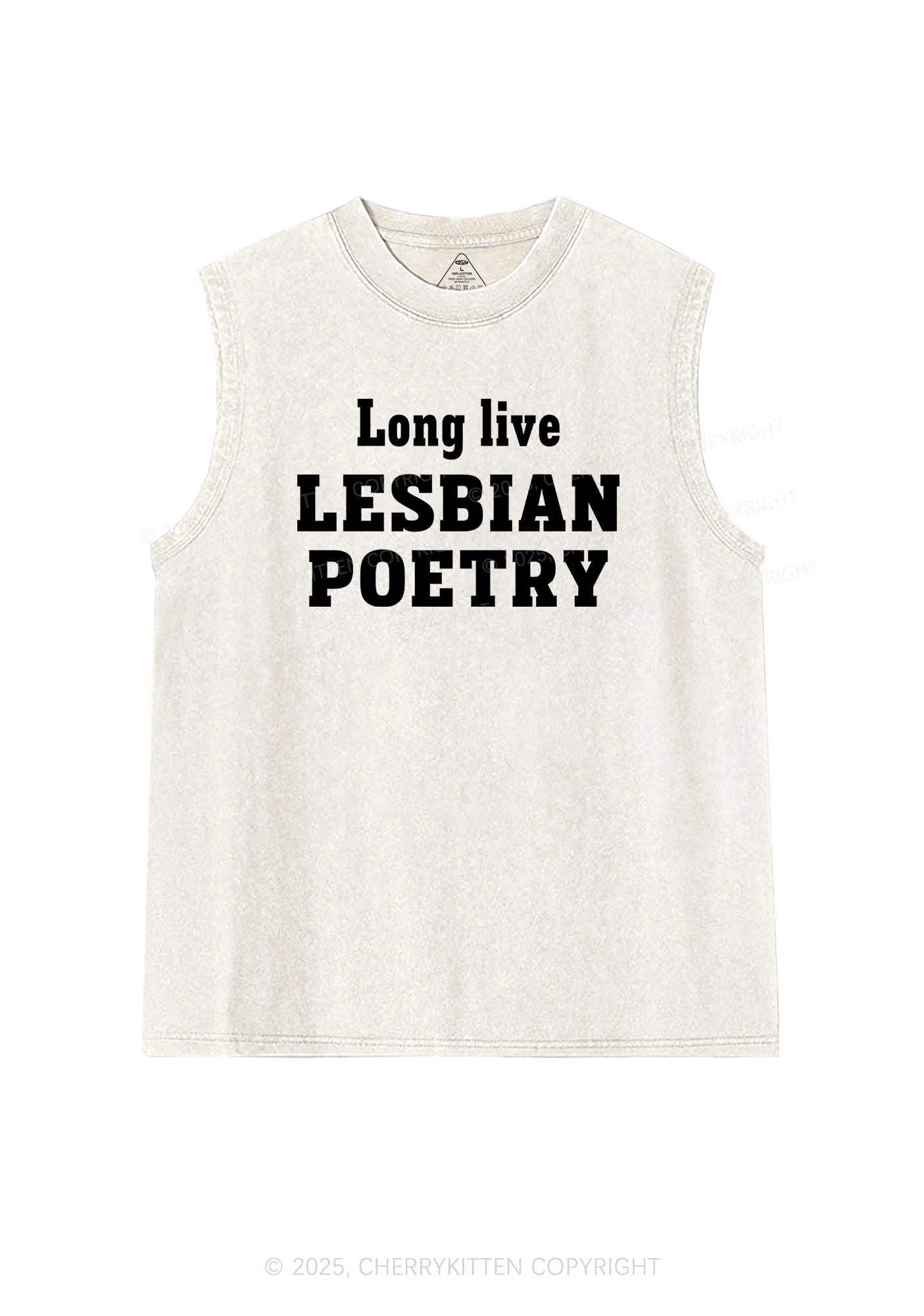 Lesbian Poetry Pride Y2K Washed Muscle Tank Cherrykitten - Image 4