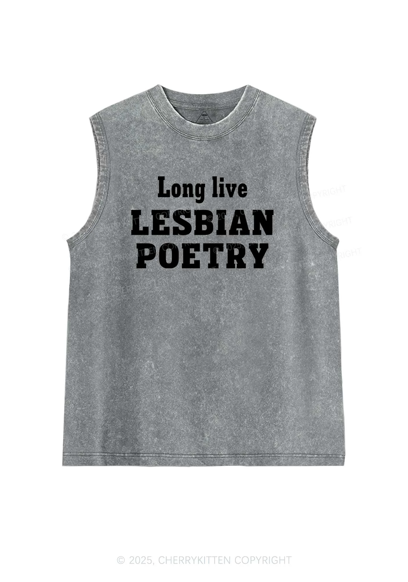Lesbian Poetry Pride Y2K Washed Muscle Tank Cherrykitten - Image 5