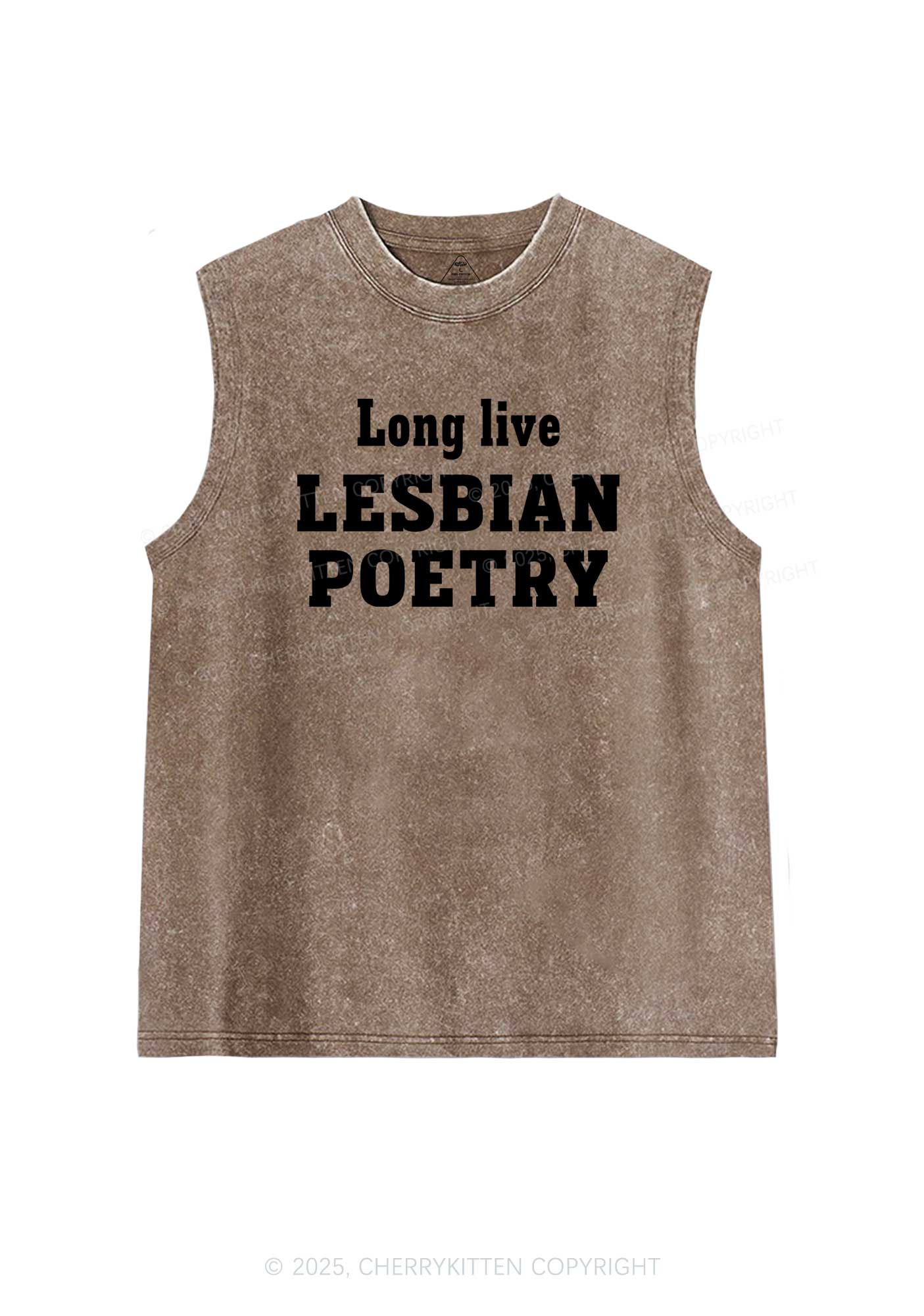 Lesbian Poetry Pride Y2K Washed Muscle Tank Cherrykitten - Image 6