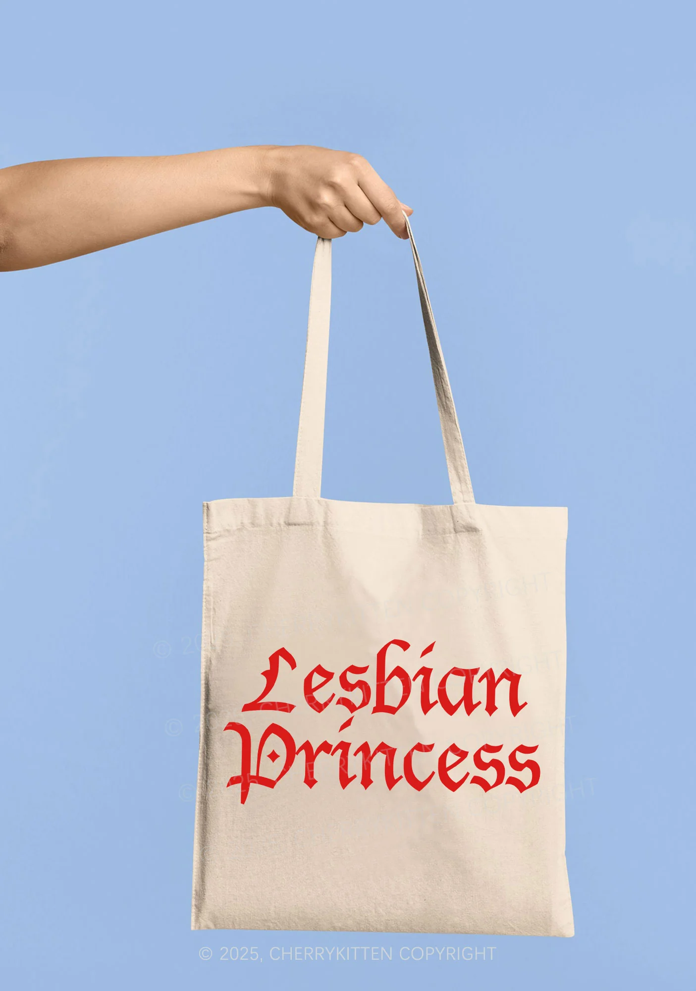Lesbian Princess Pride Y2K Canvas Tote Bag Cherrykitten - Image 3