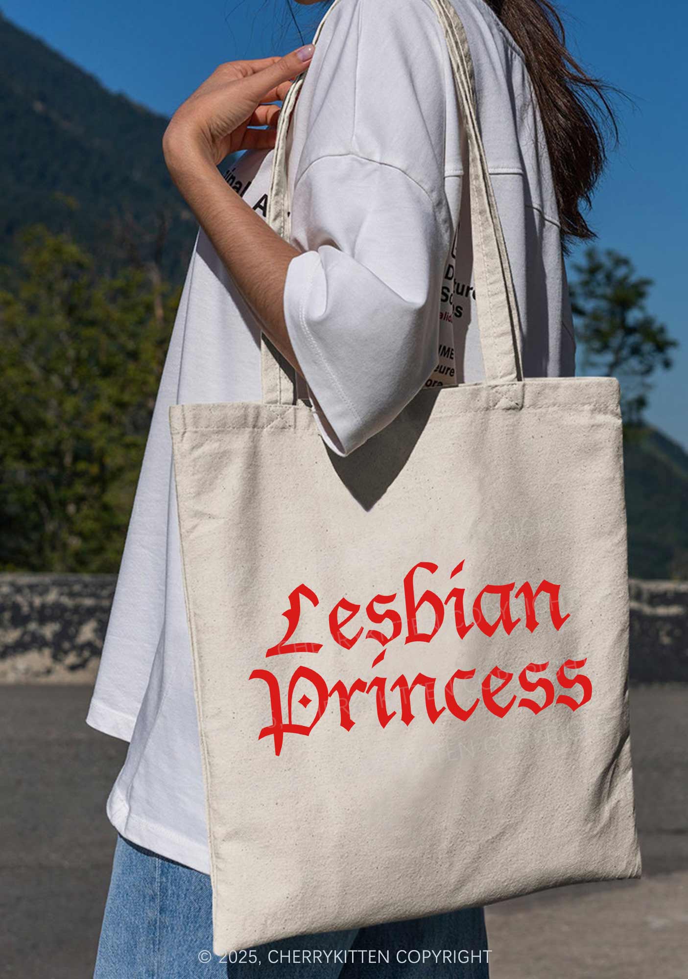 Lesbian Princess Pride Y2K Canvas Tote Bag Cherrykitten - Image 4