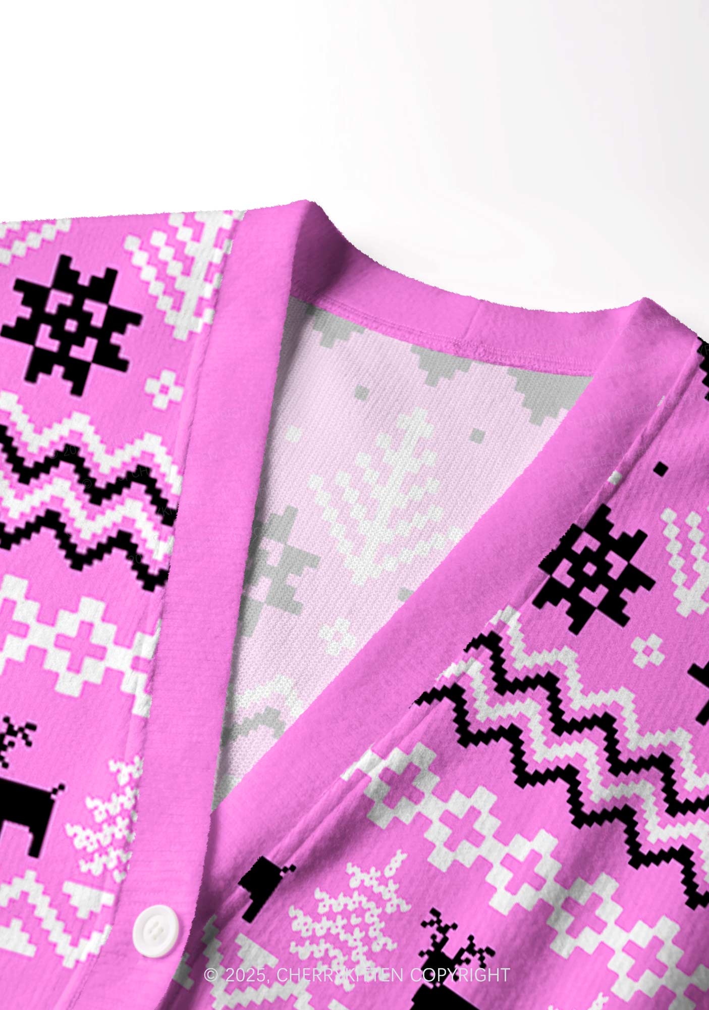 Lesbian Princess Pride Y2K Christmas Cardigan Knit Sweatshirt Cherrykitten - Image 4