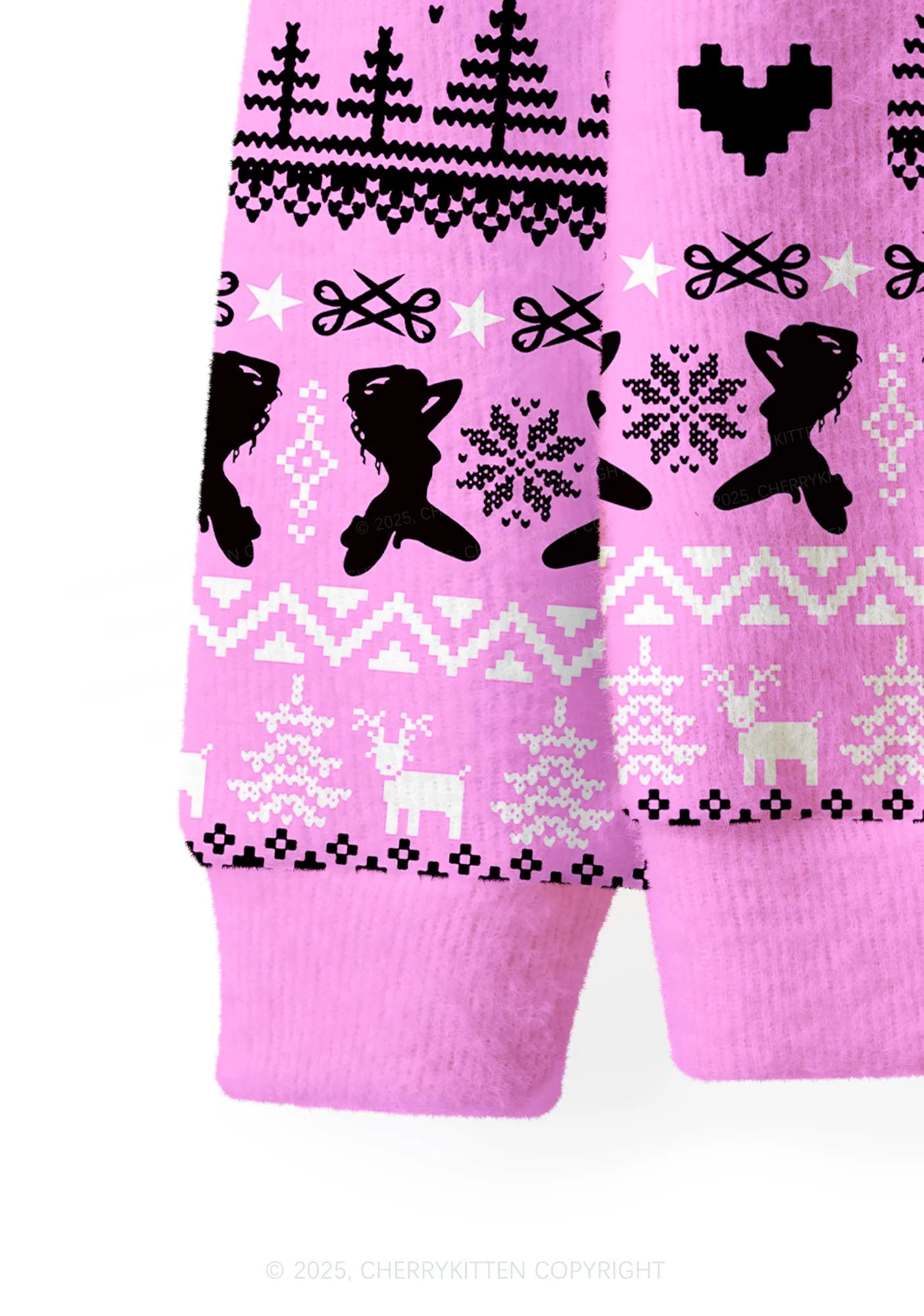 Lesbian Princess Pride Y2K Christmas Cardigan Knit Sweatshirt Cherrykitten - Image 5