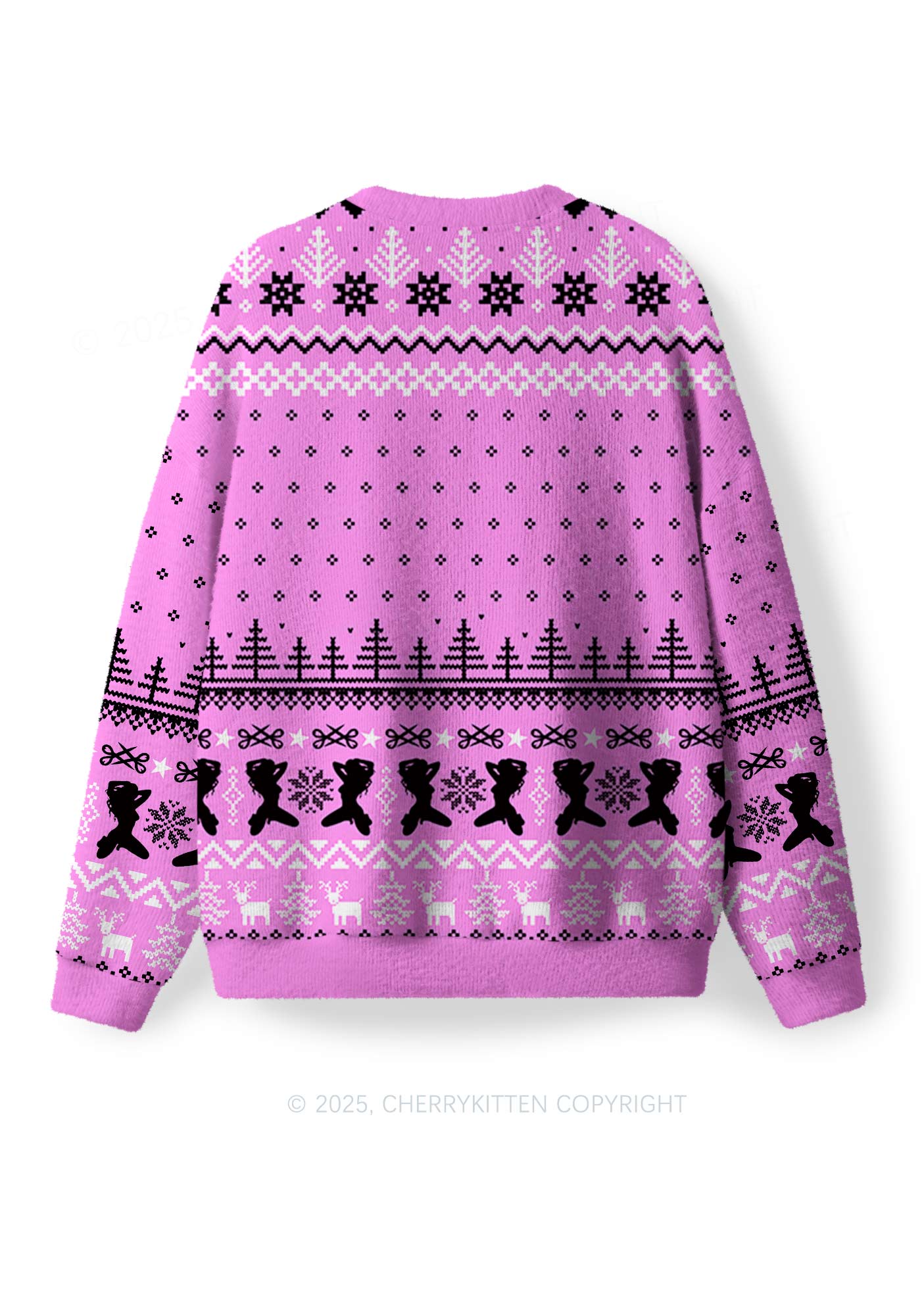 Lesbian Princess Pride Y2K Christmas Knit Sweatshirt Cherrykitten - Image 3
