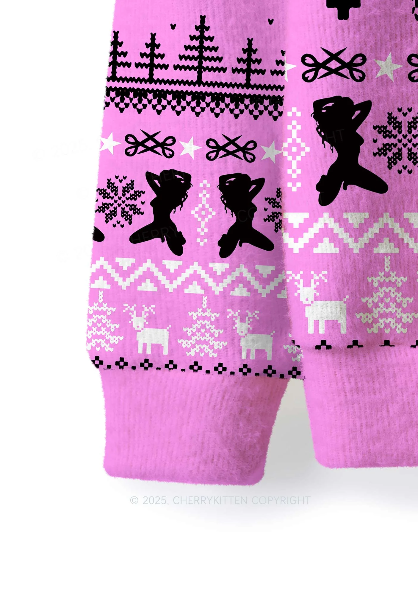 Lesbian Princess Pride Y2K Christmas Knit Sweatshirt Cherrykitten - Image 4
