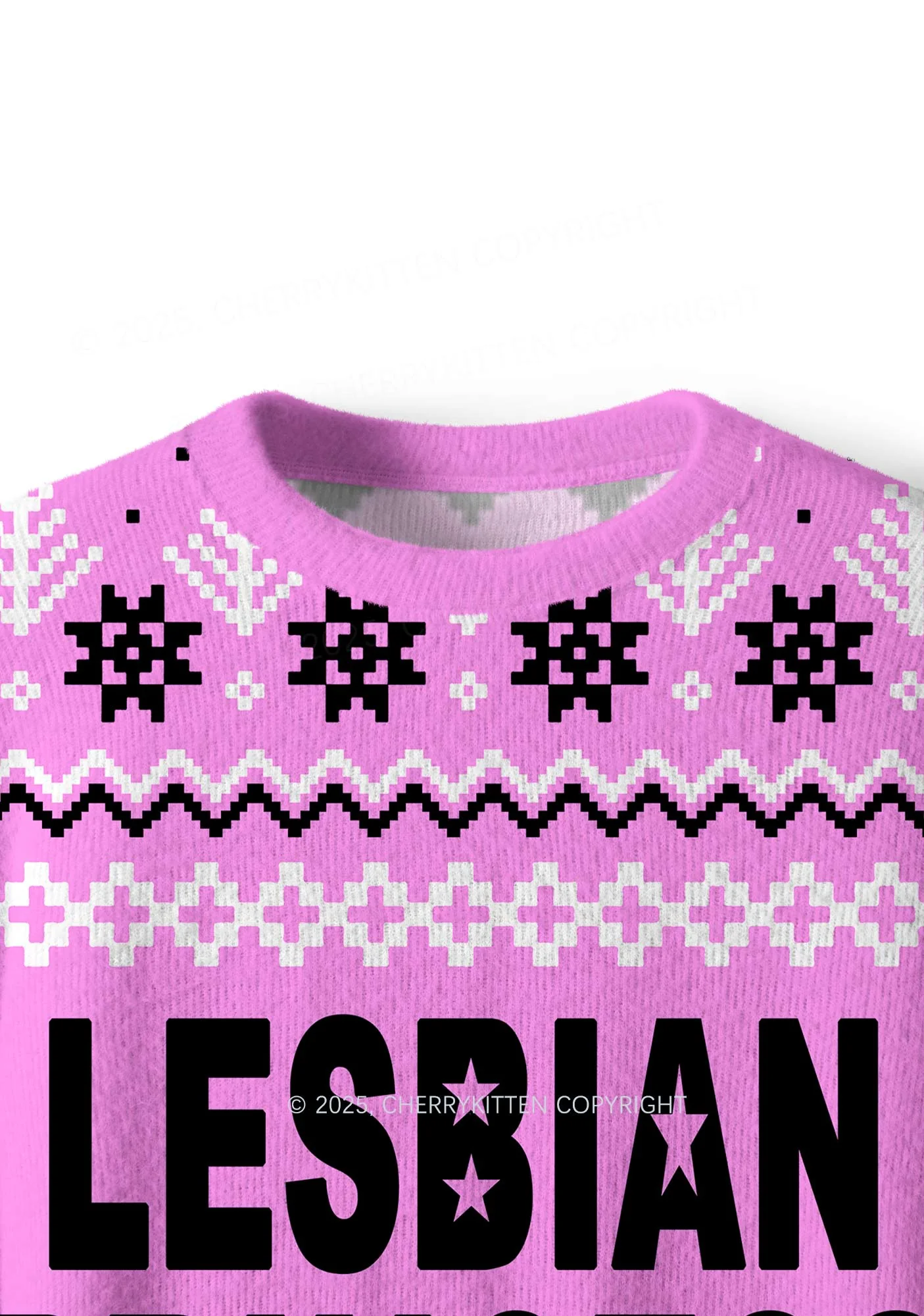 Lesbian Princess Pride Y2K Christmas Knit Sweatshirt Cherrykitten - Image 5