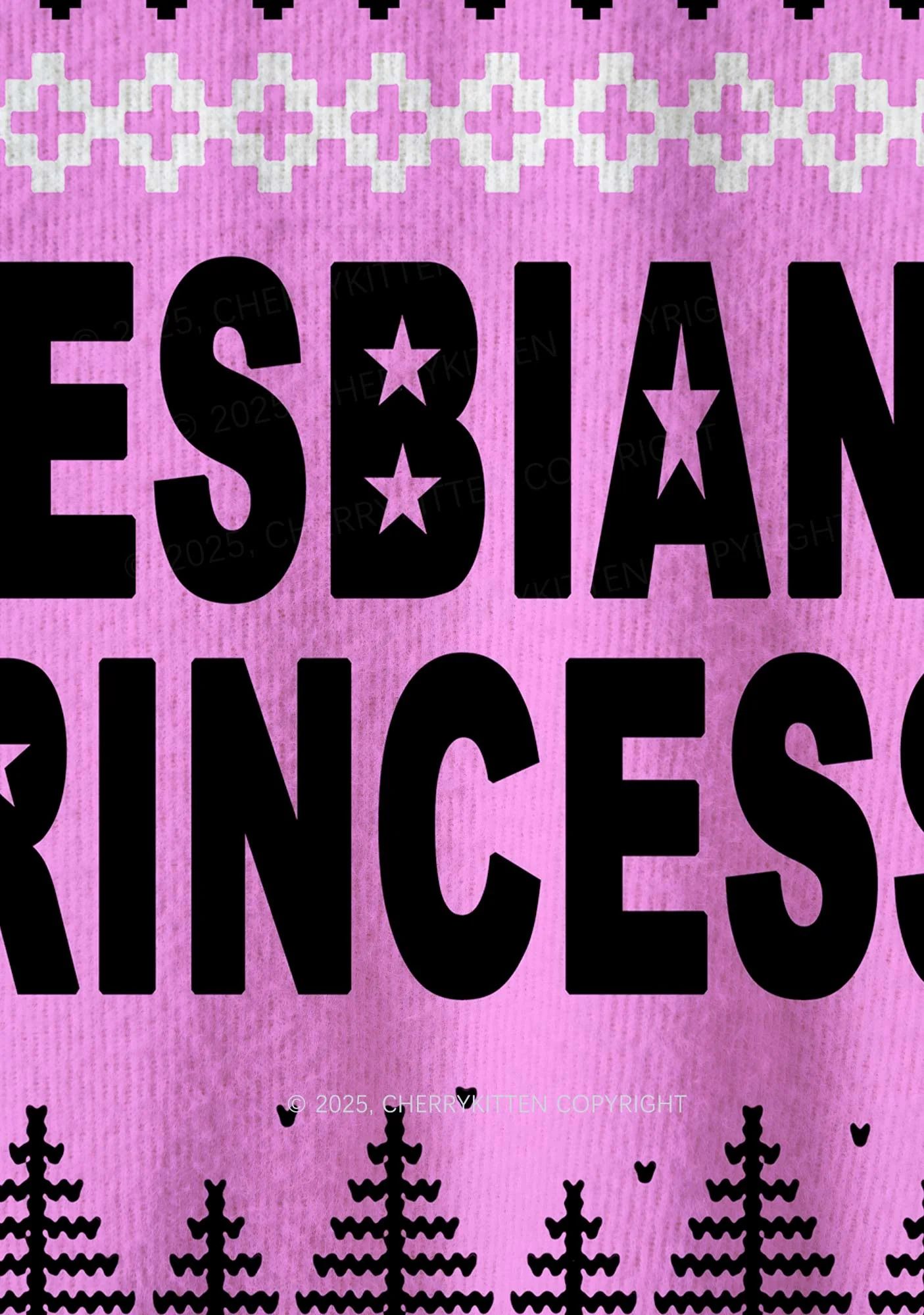 Lesbian Princess Pride Y2K Christmas Knit Sweatshirt Cherrykitten - Image 6