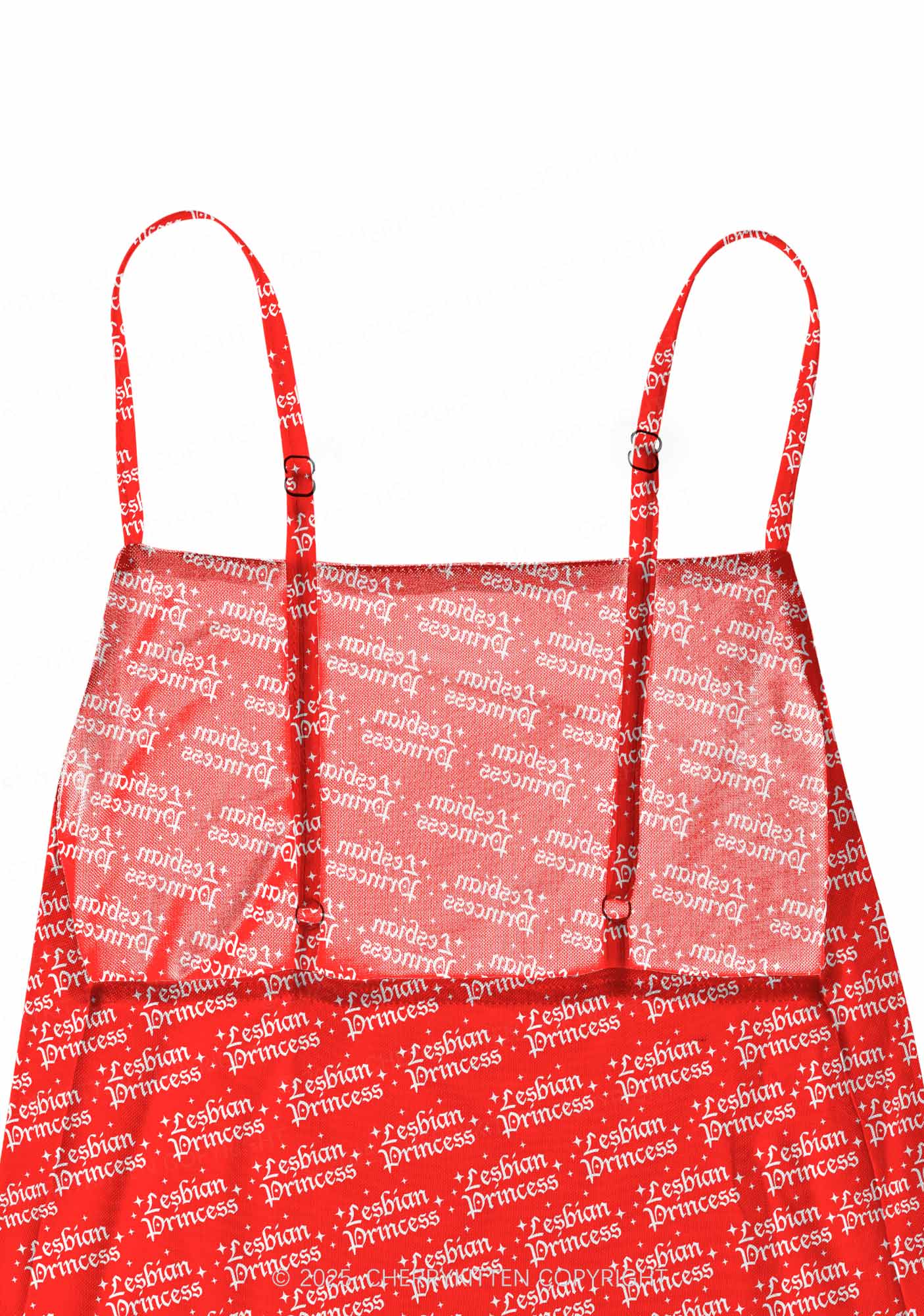 Lesbian Princess Pride Y2K Mesh Slip Dress With Scarf Set Cherrykitten - Image 5