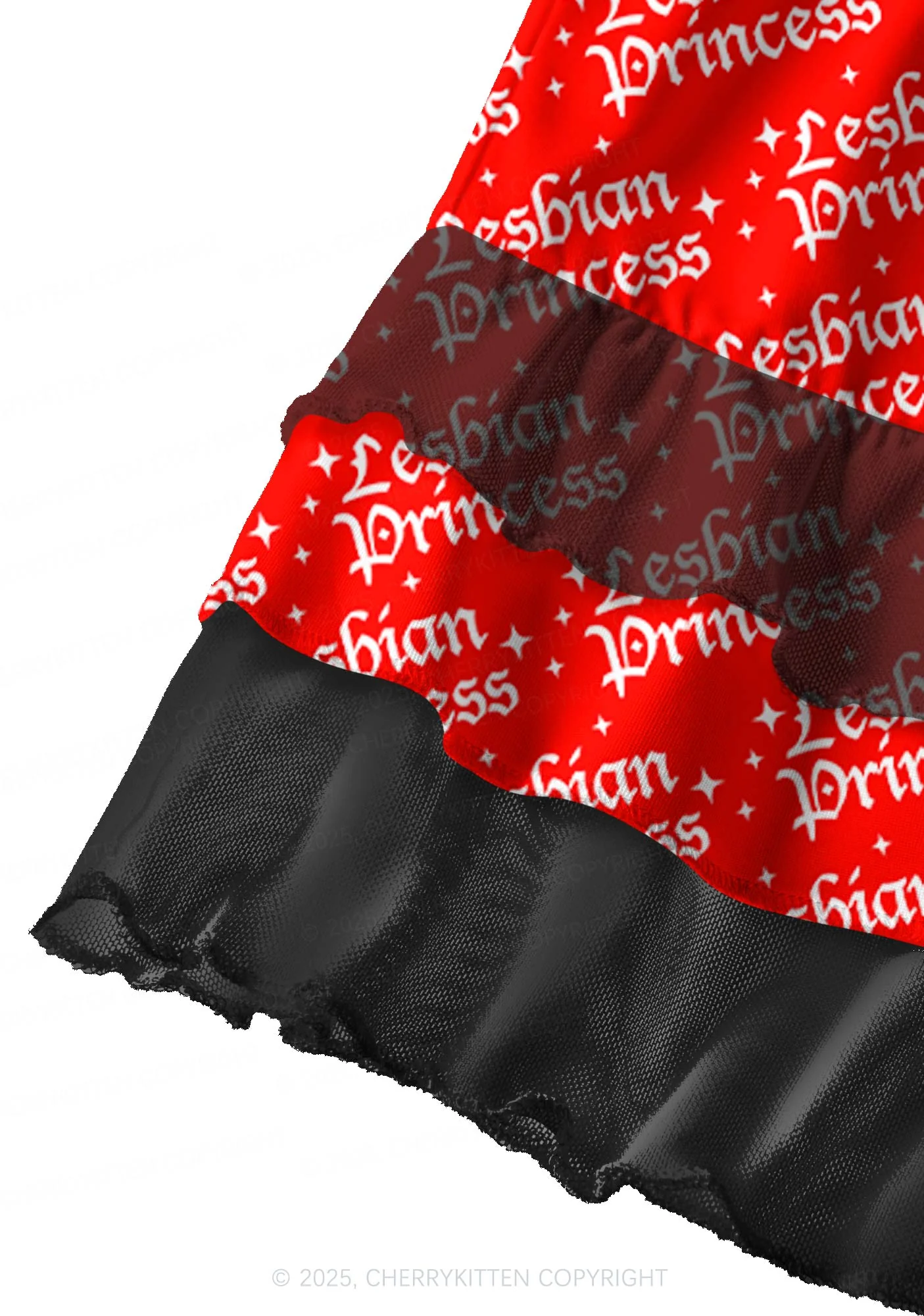 Lesbian Princess Pride Y2K Print Mini Layered Skirt Cherrykitten - Image 3