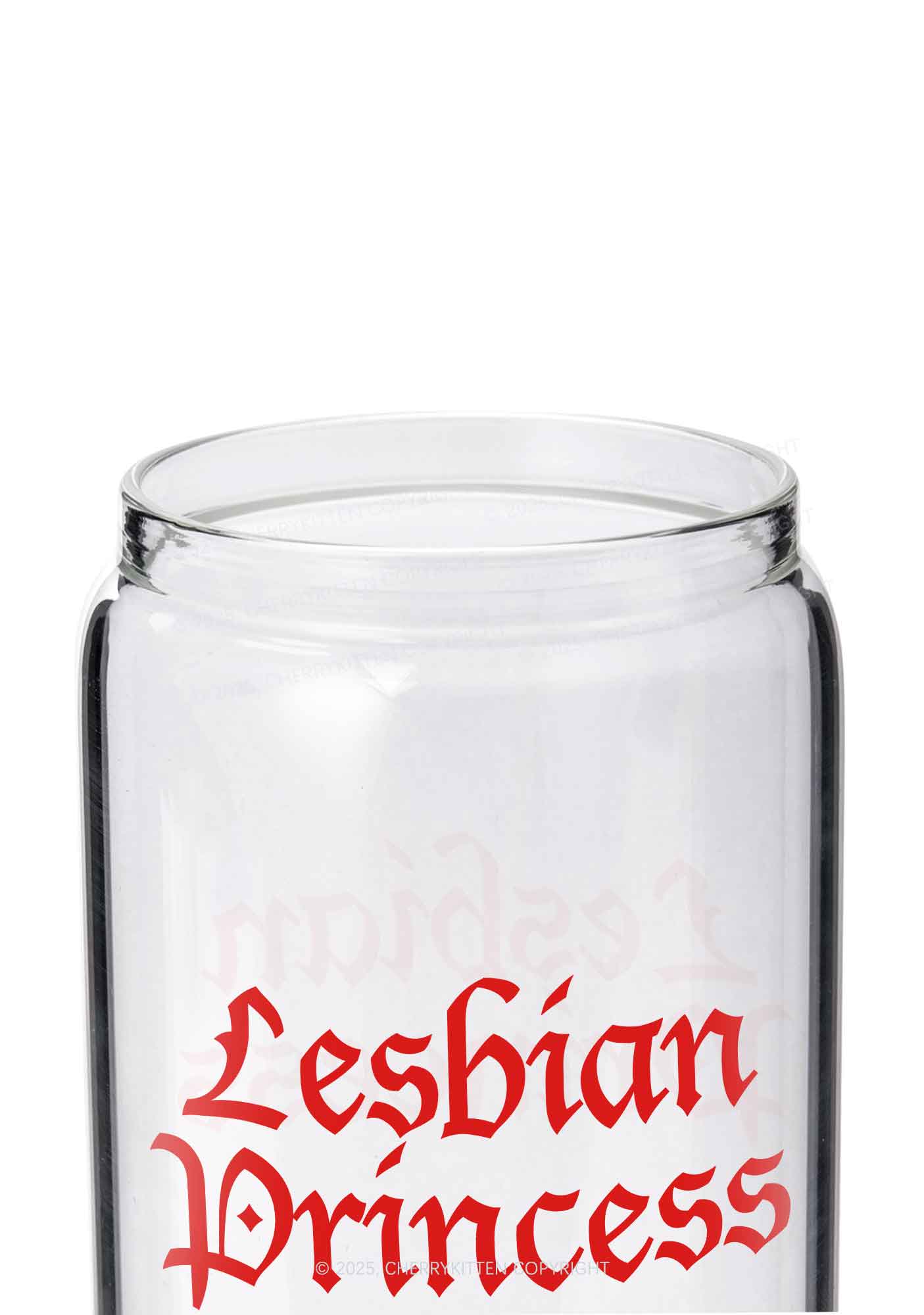 Lesbian Princess Pride Y2K Printed Glass Cup Cherrykitten - Image 2
