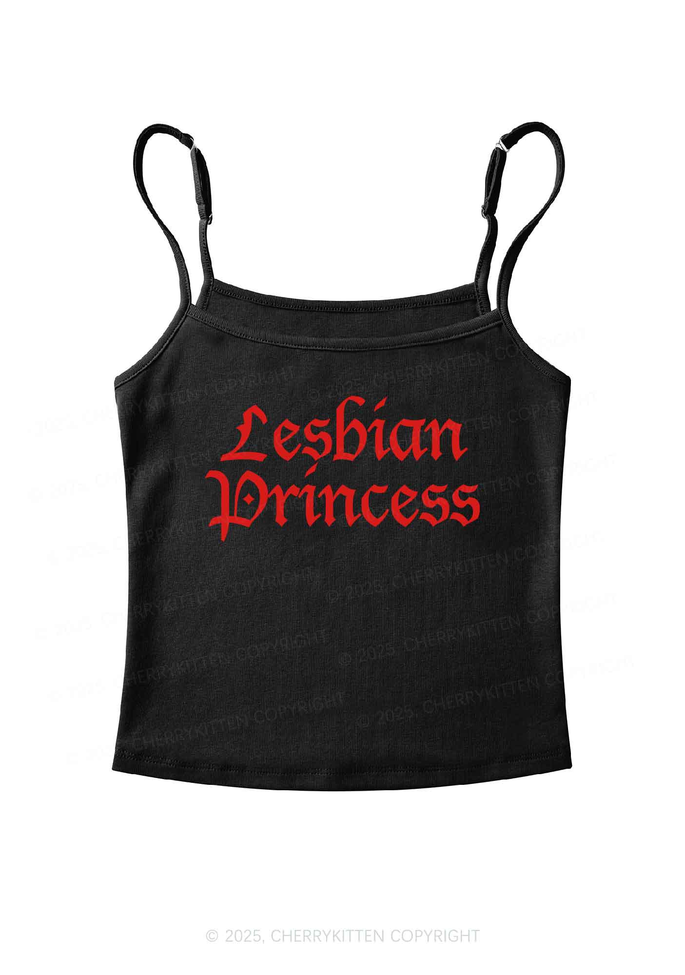 Lesbian Princess Pride Y2K Spaghetti Strap Cami Cherrykitten - Image 4