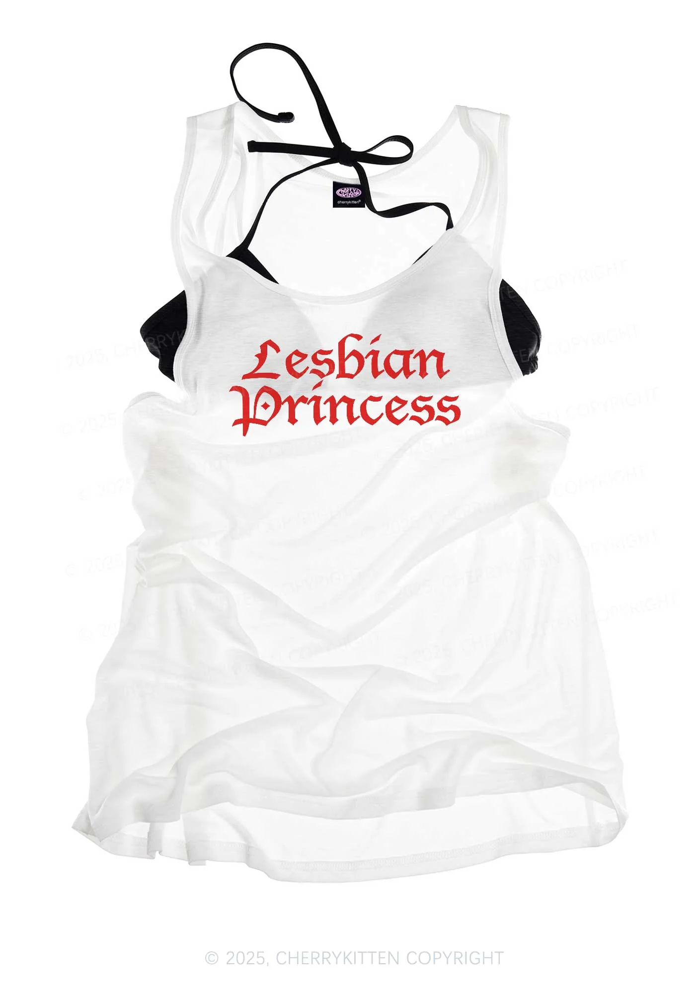 Lesbian Princess Pride Y2K Sheer Boyfriend Tank Cherrykitten - Image 3