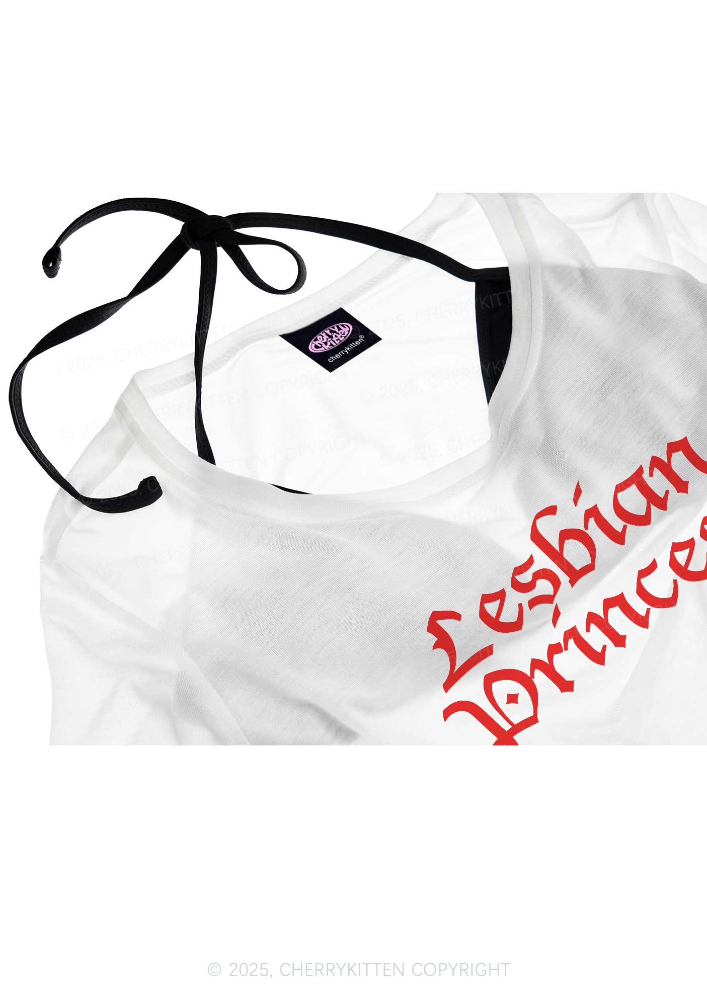 Lesbian Princess Pride Y2K Sheer Crop Tee Cherrykitten - Image 4
