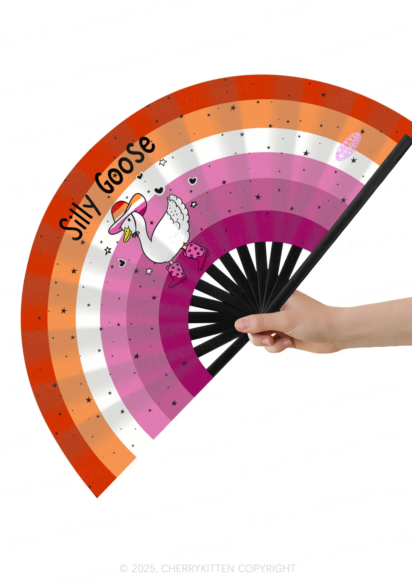 Lesbian Silly Goose Pride Y2K Rave Hand Fan Cherrykitten - Image 2