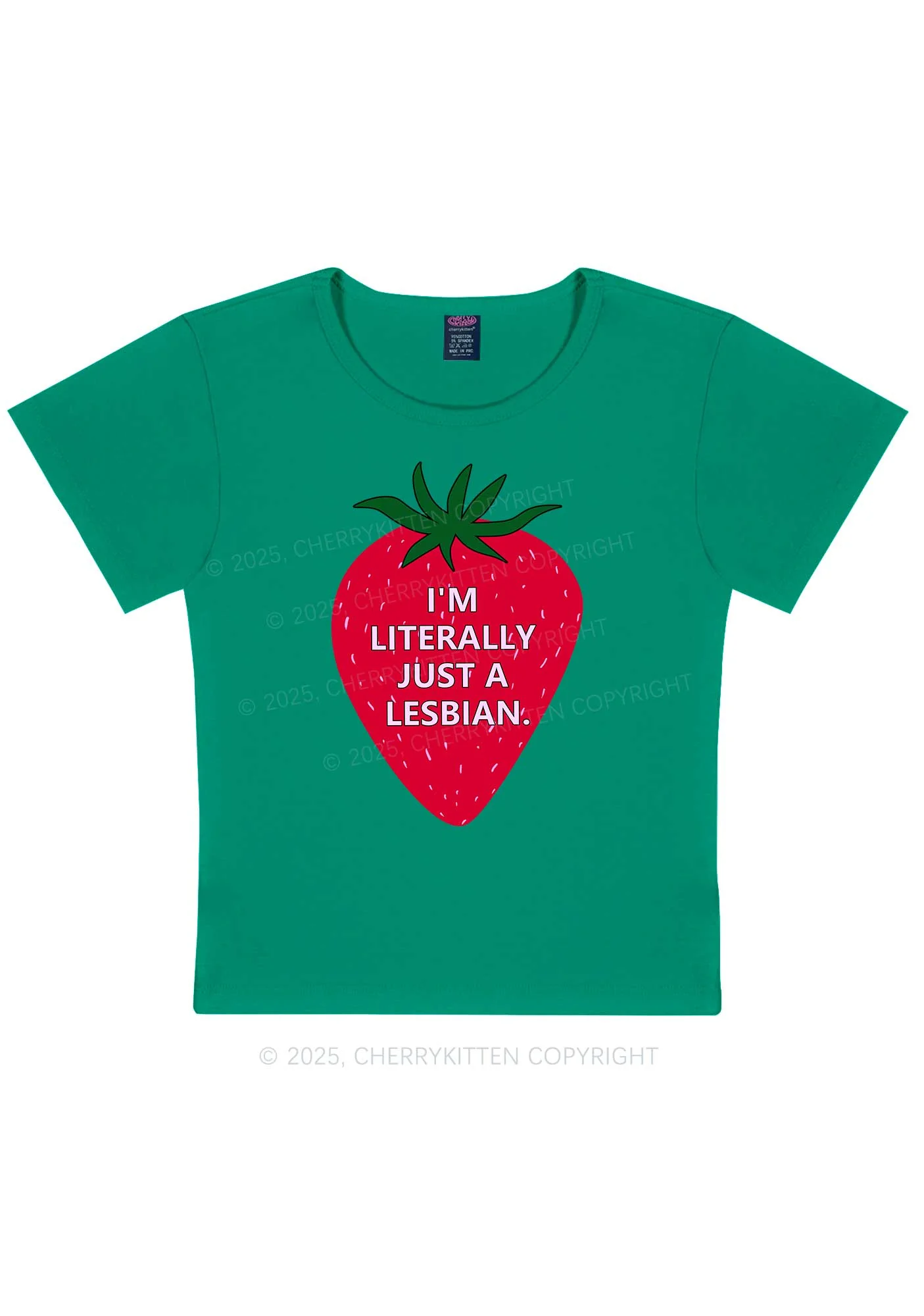 Lesbian Strawberry Pride Y2K Baby Tee Cherrykitten - Image 11
