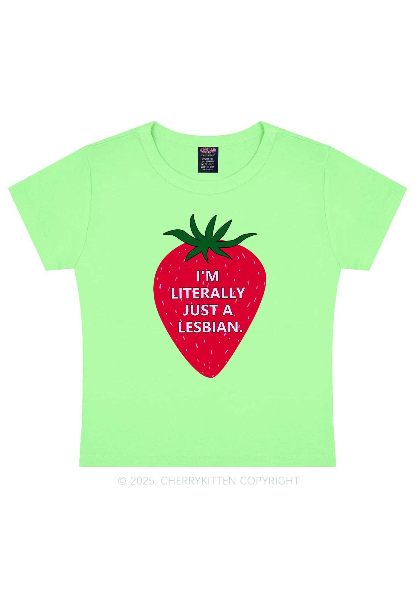 Lesbian Strawberry Pride Y2K Baby Tee Cherrykitten - Image 12