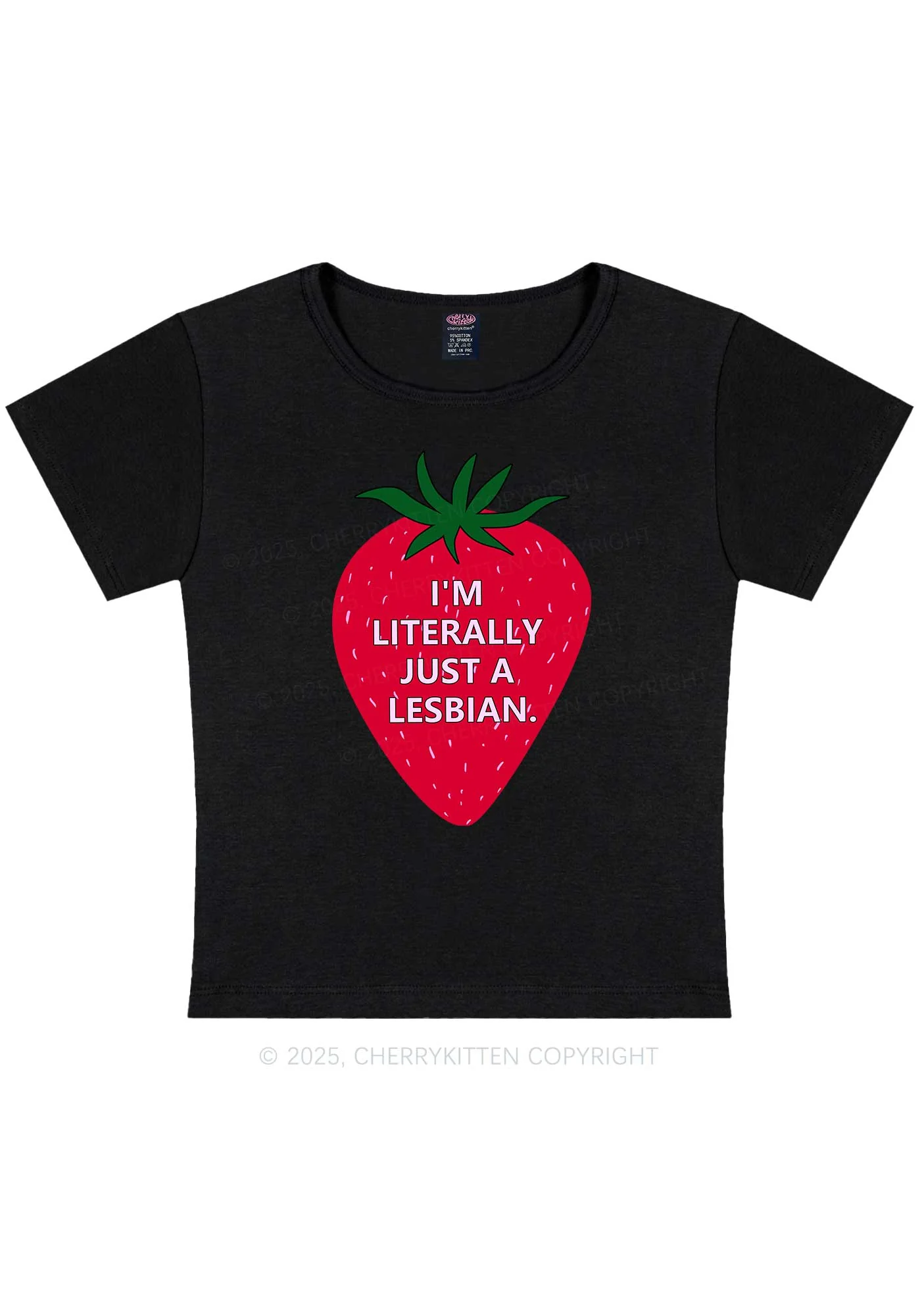 Lesbian Strawberry Pride Y2K Baby Tee Cherrykitten - Image 4