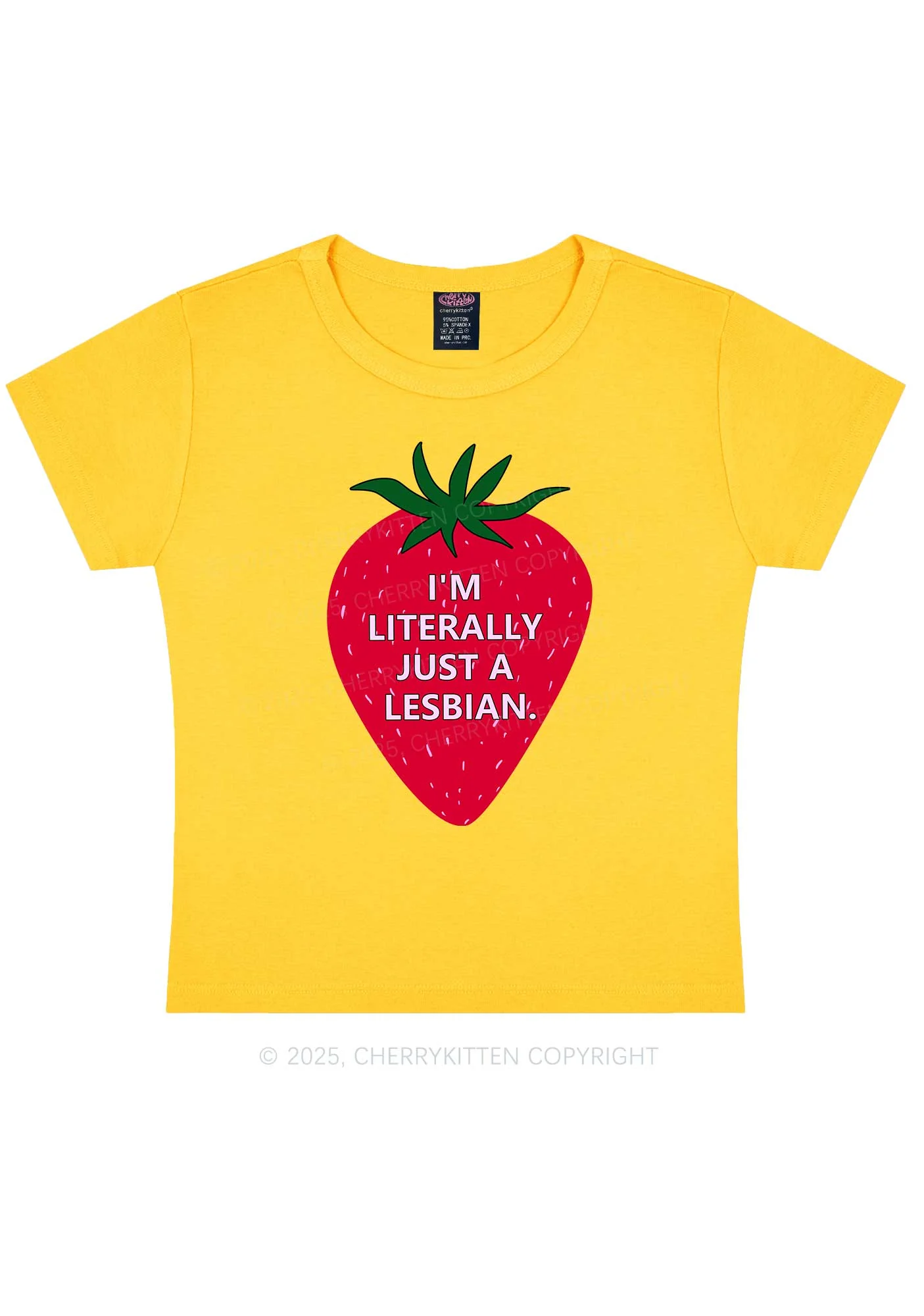 Lesbian Strawberry Pride Y2K Baby Tee Cherrykitten - Image 5