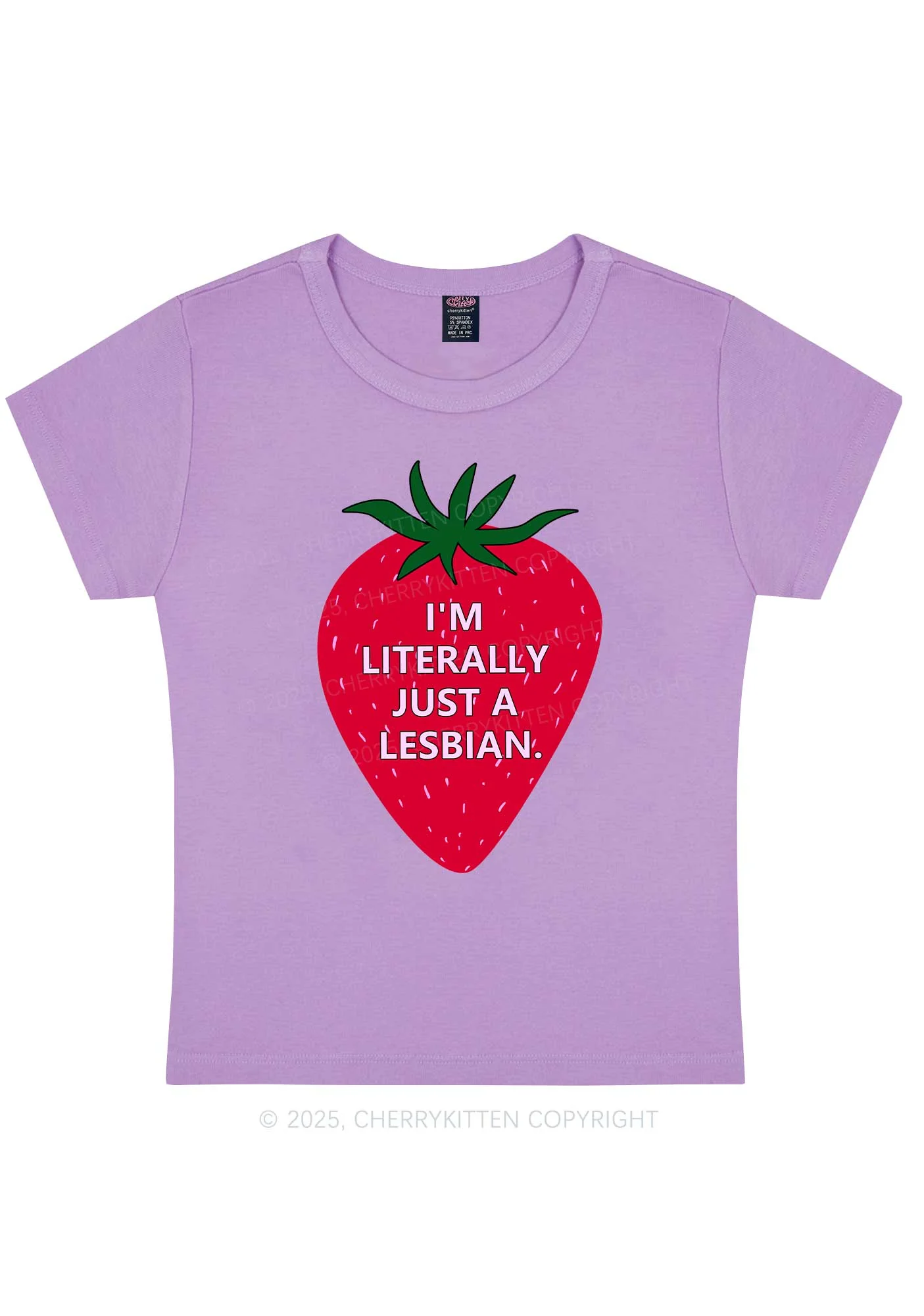 Lesbian Strawberry Pride Y2K Baby Tee Cherrykitten - Image 6