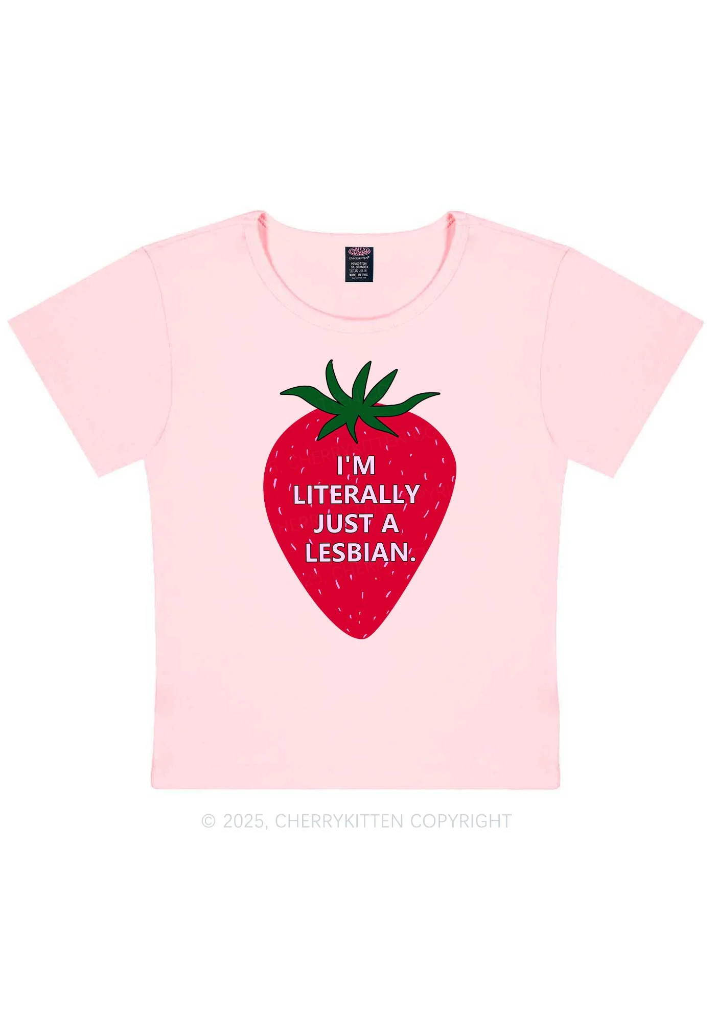 Lesbian Strawberry Pride Y2K Baby Tee Cherrykitten - Image 7