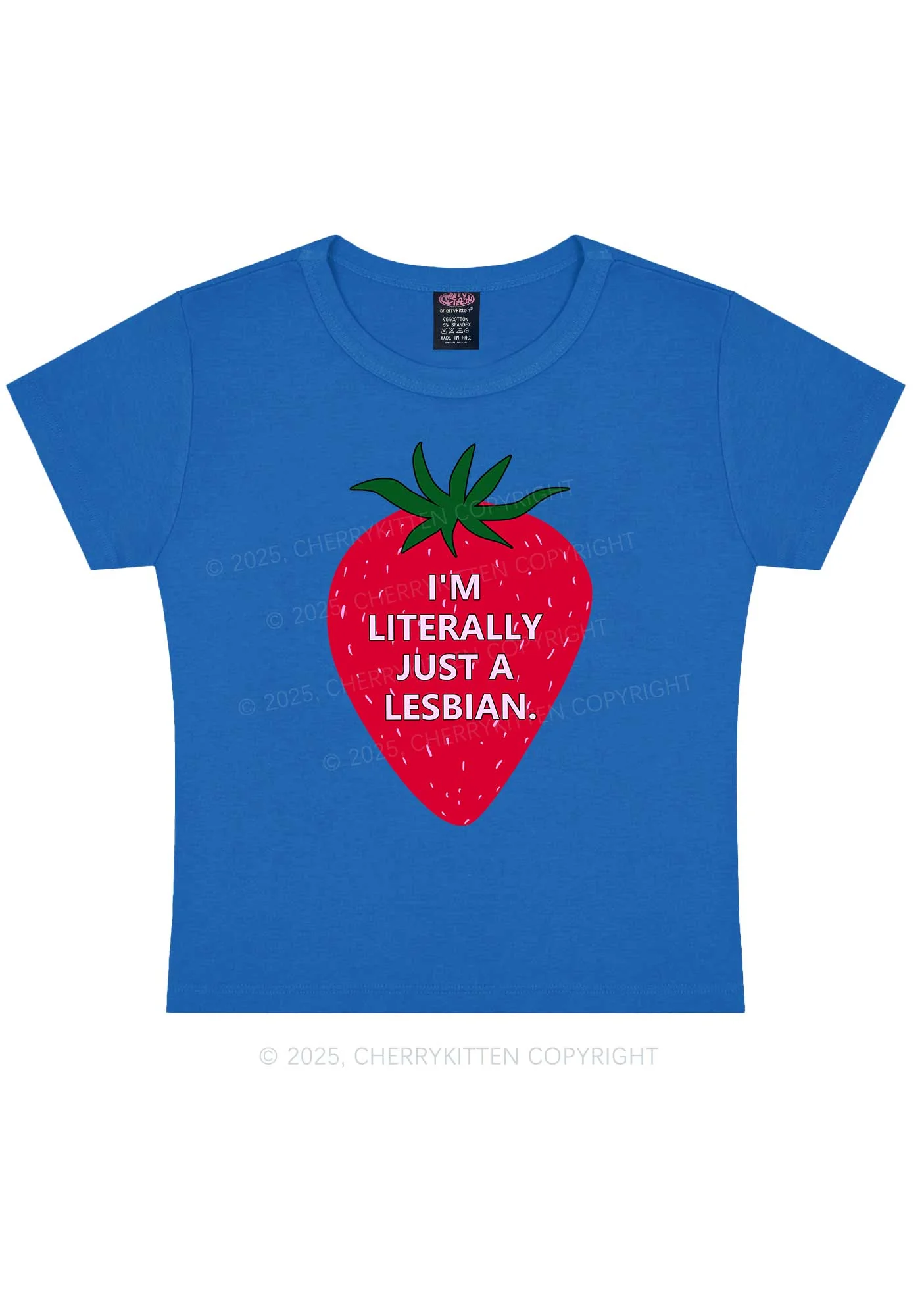 Lesbian Strawberry Pride Y2K Baby Tee Cherrykitten - Image 8