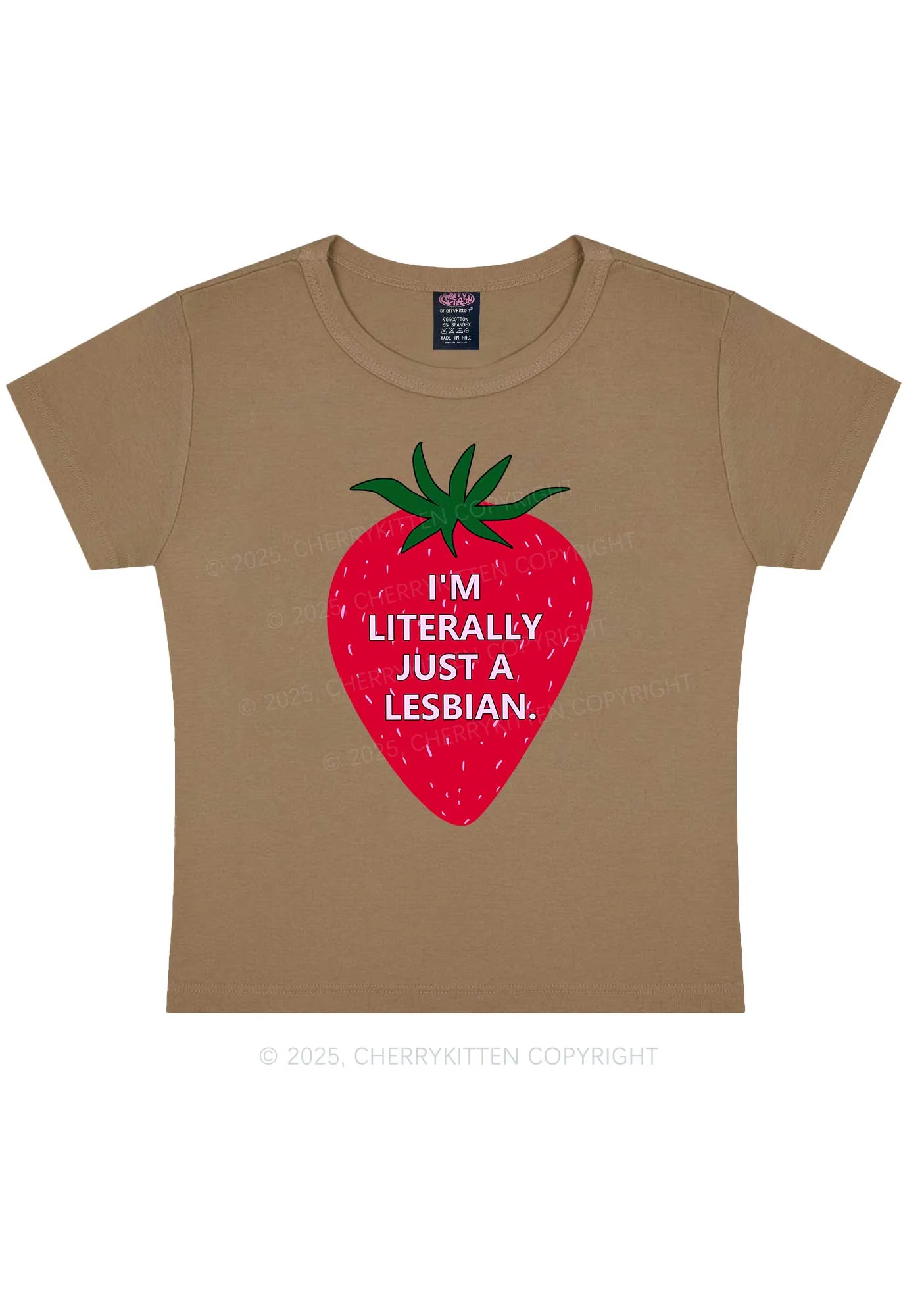 Lesbian Strawberry Pride Y2K Baby Tee Cherrykitten - Image 9