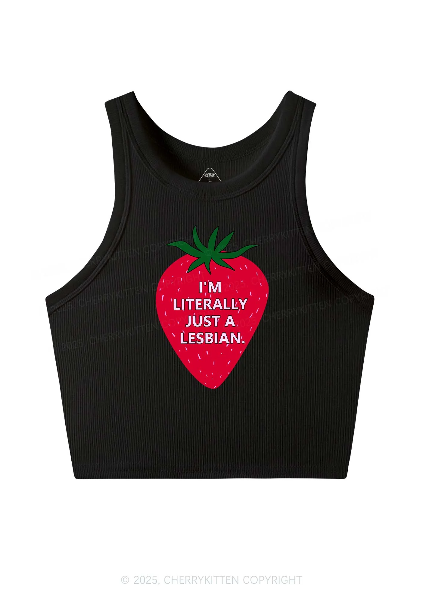 Lesbian Strawberry Pride Y2K Crop Tank Top Cherrykitten - Image 3