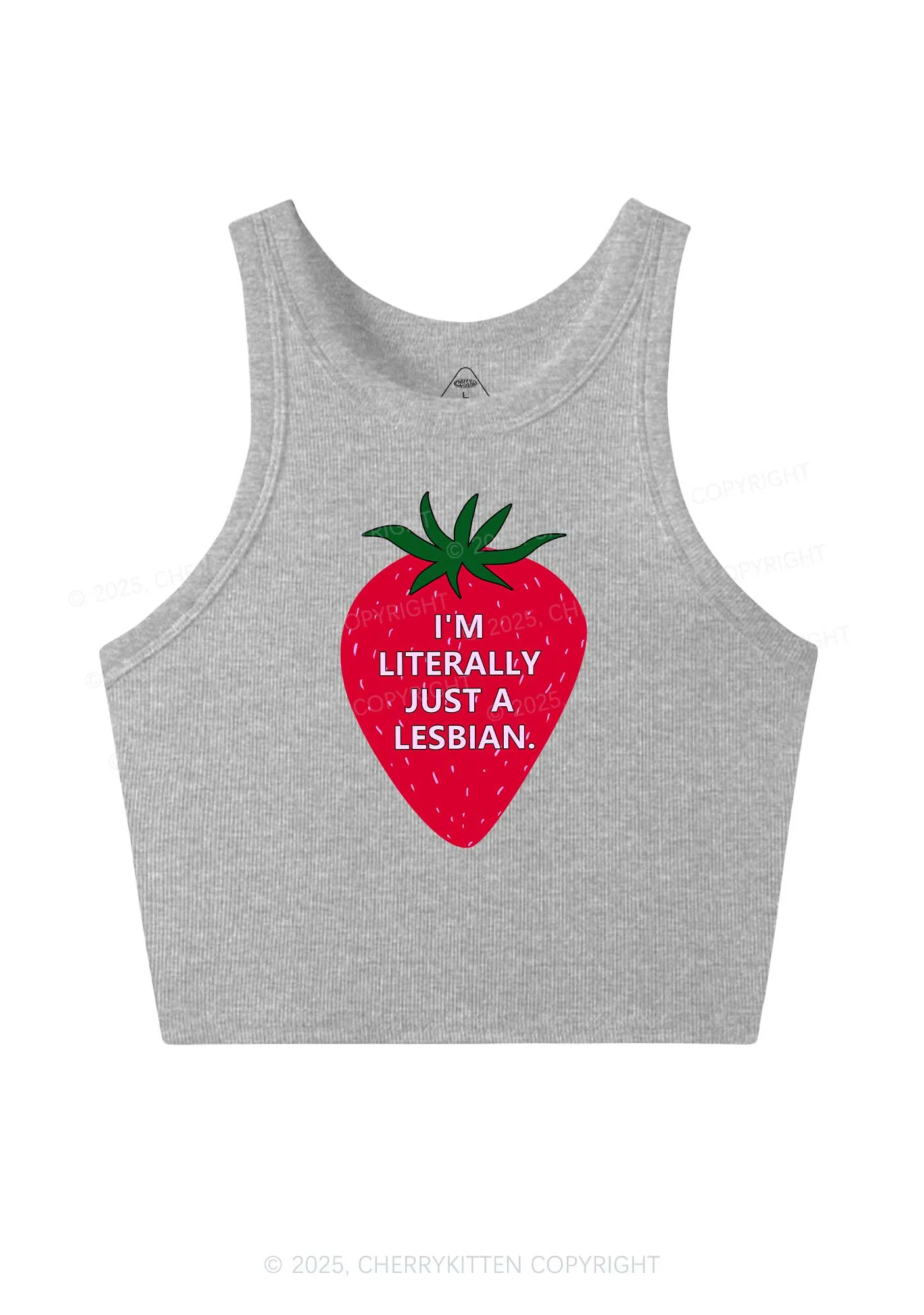 Lesbian Strawberry Pride Y2K Crop Tank Top Cherrykitten - Image 4