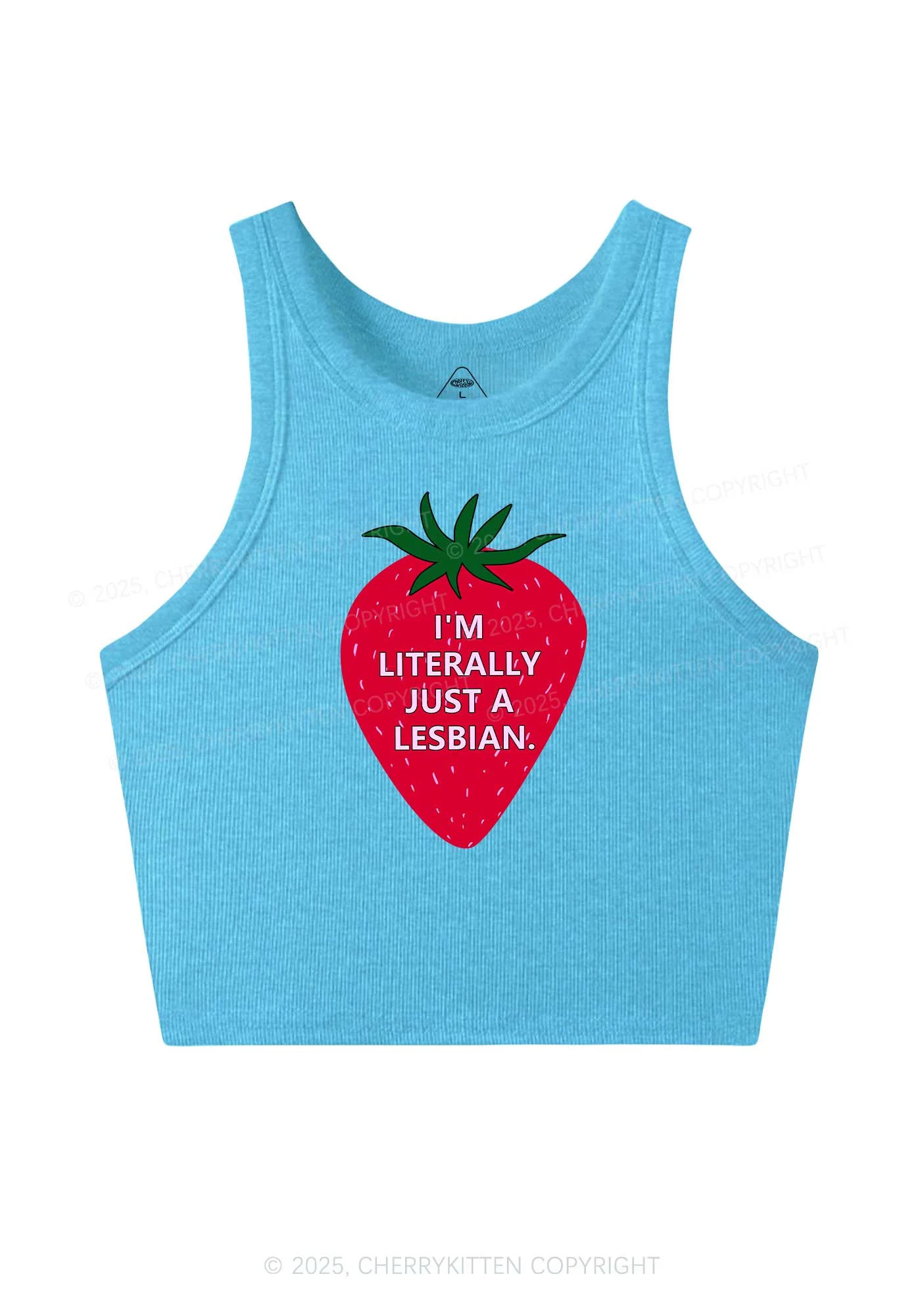 Lesbian Strawberry Pride Y2K Crop Tank Top Cherrykitten - Image 5