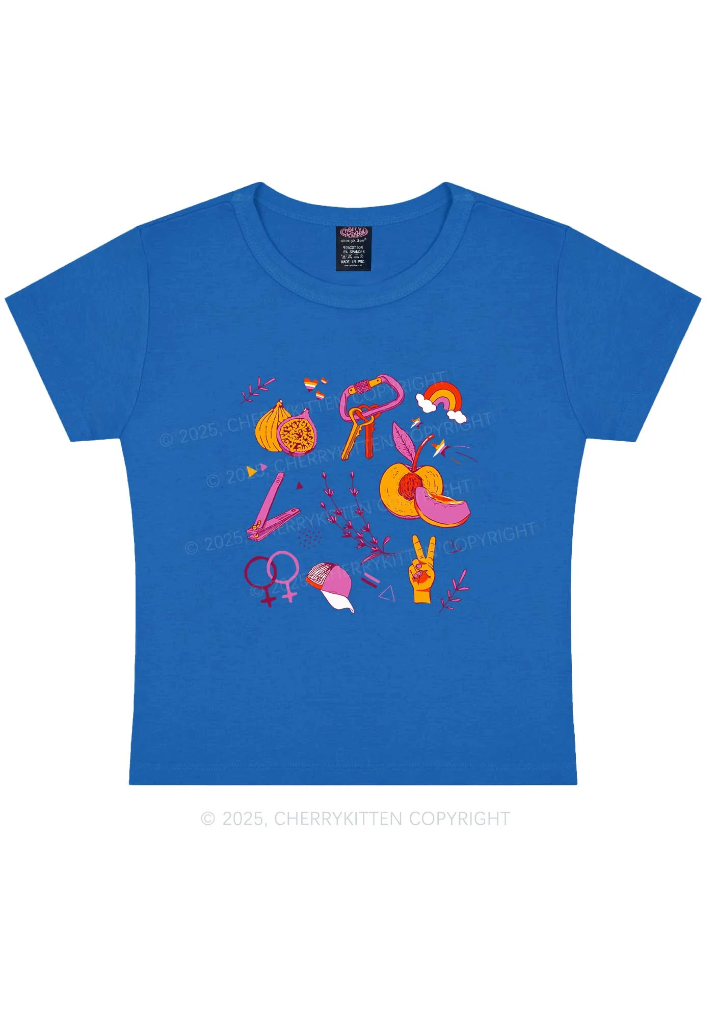 Lesbian Symbols Y2K Baby Tee Cherrykitten - Image 10