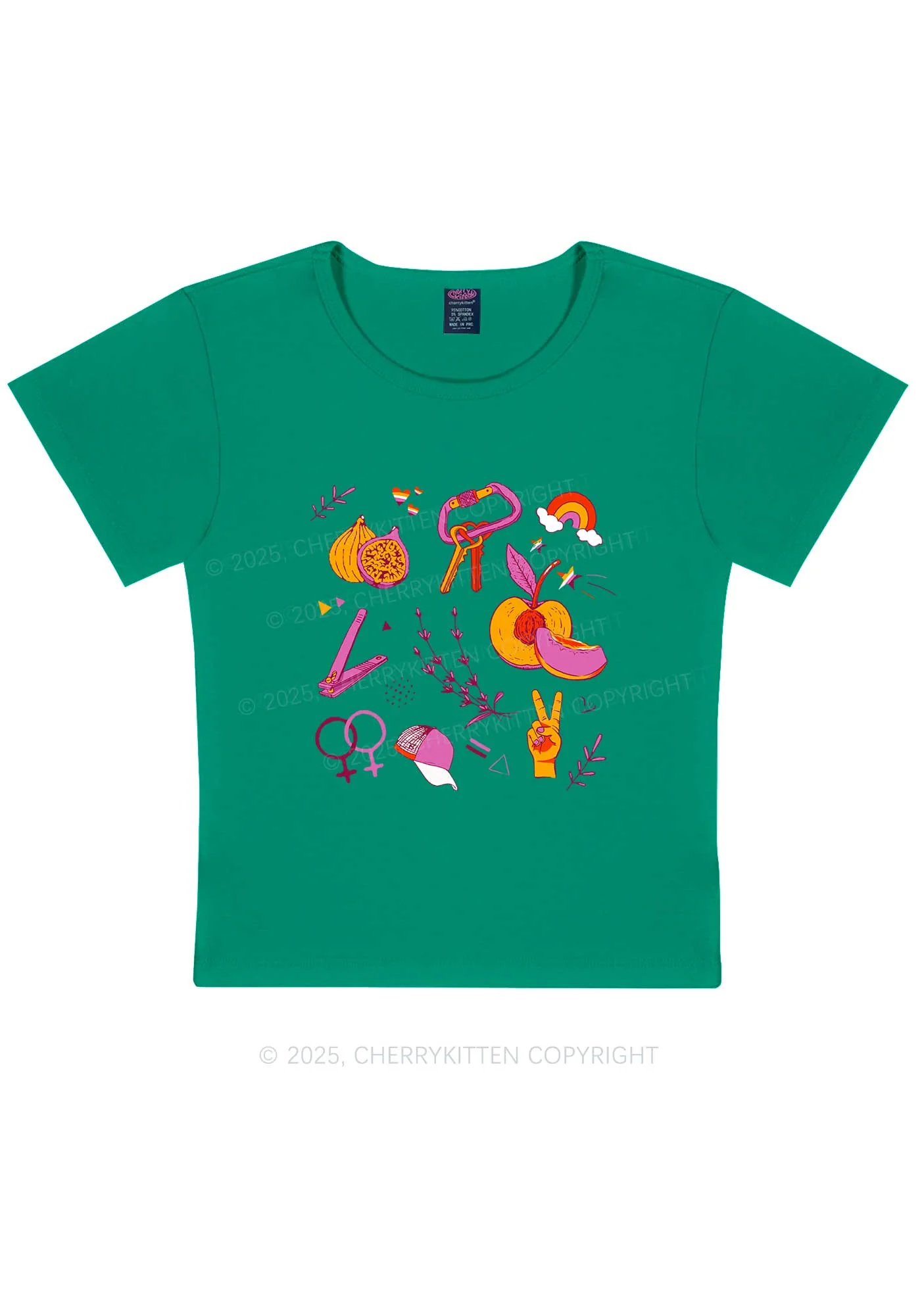 Lesbian Symbols Y2K Baby Tee Cherrykitten - Image 11