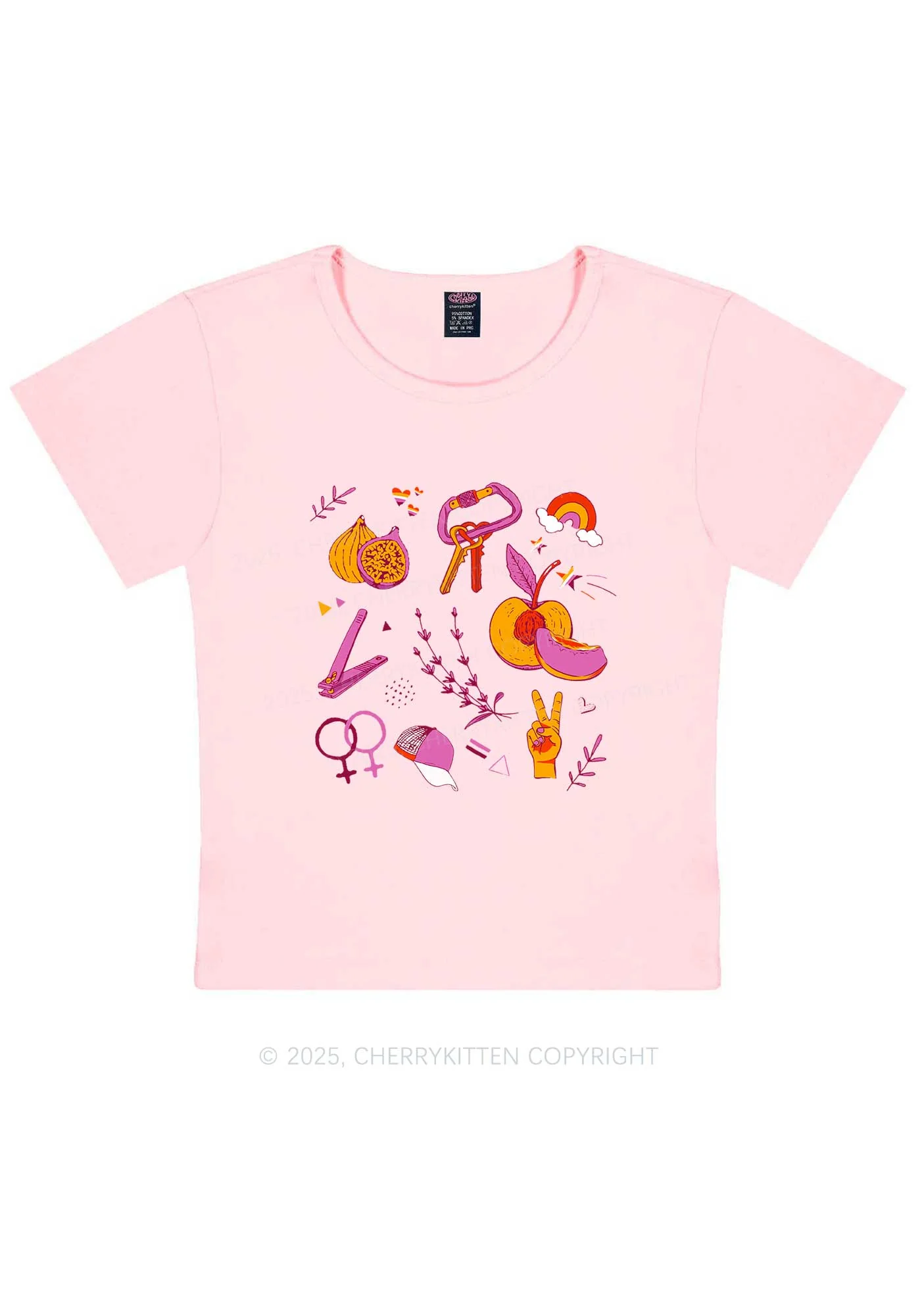 Lesbian Symbols Y2K Baby Tee Cherrykitten - Image 12