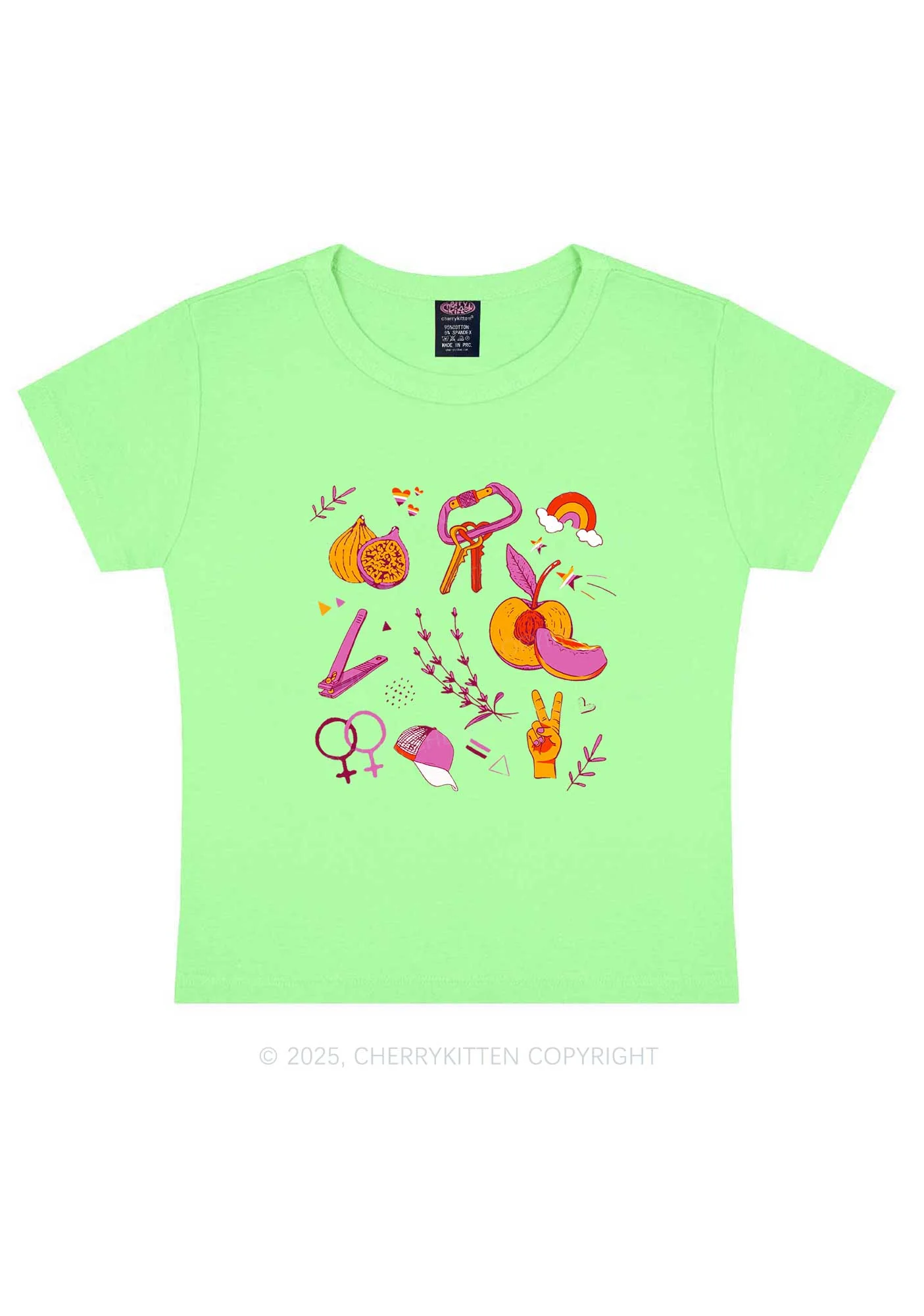 Lesbian Symbols Y2K Baby Tee Cherrykitten - Image 13