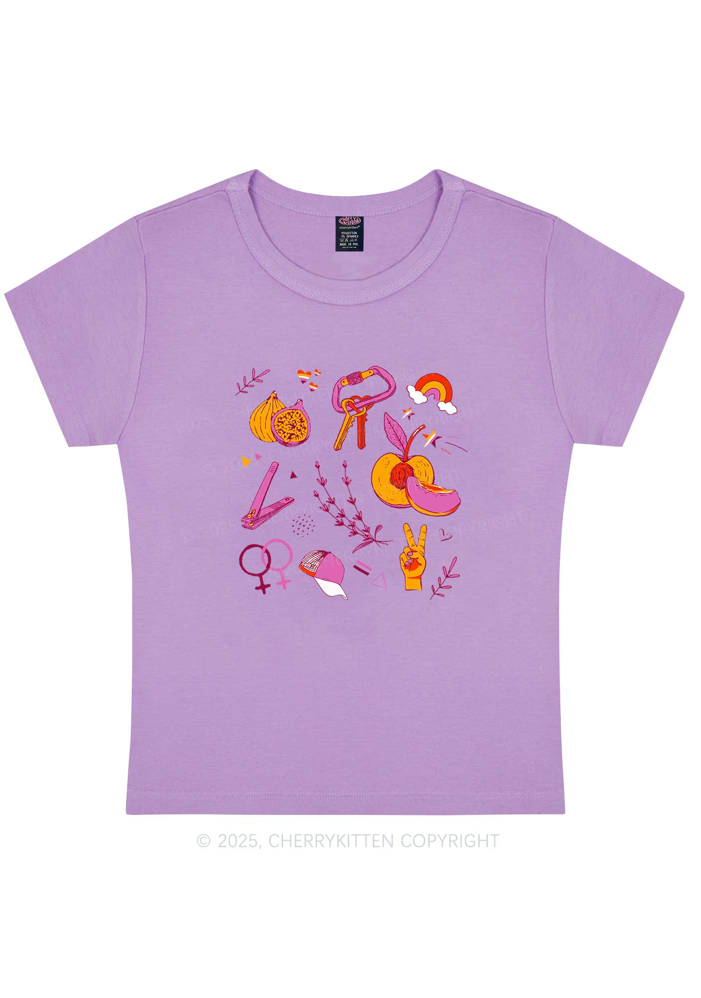 Lesbian Symbols Y2K Baby Tee Cherrykitten - Image 4