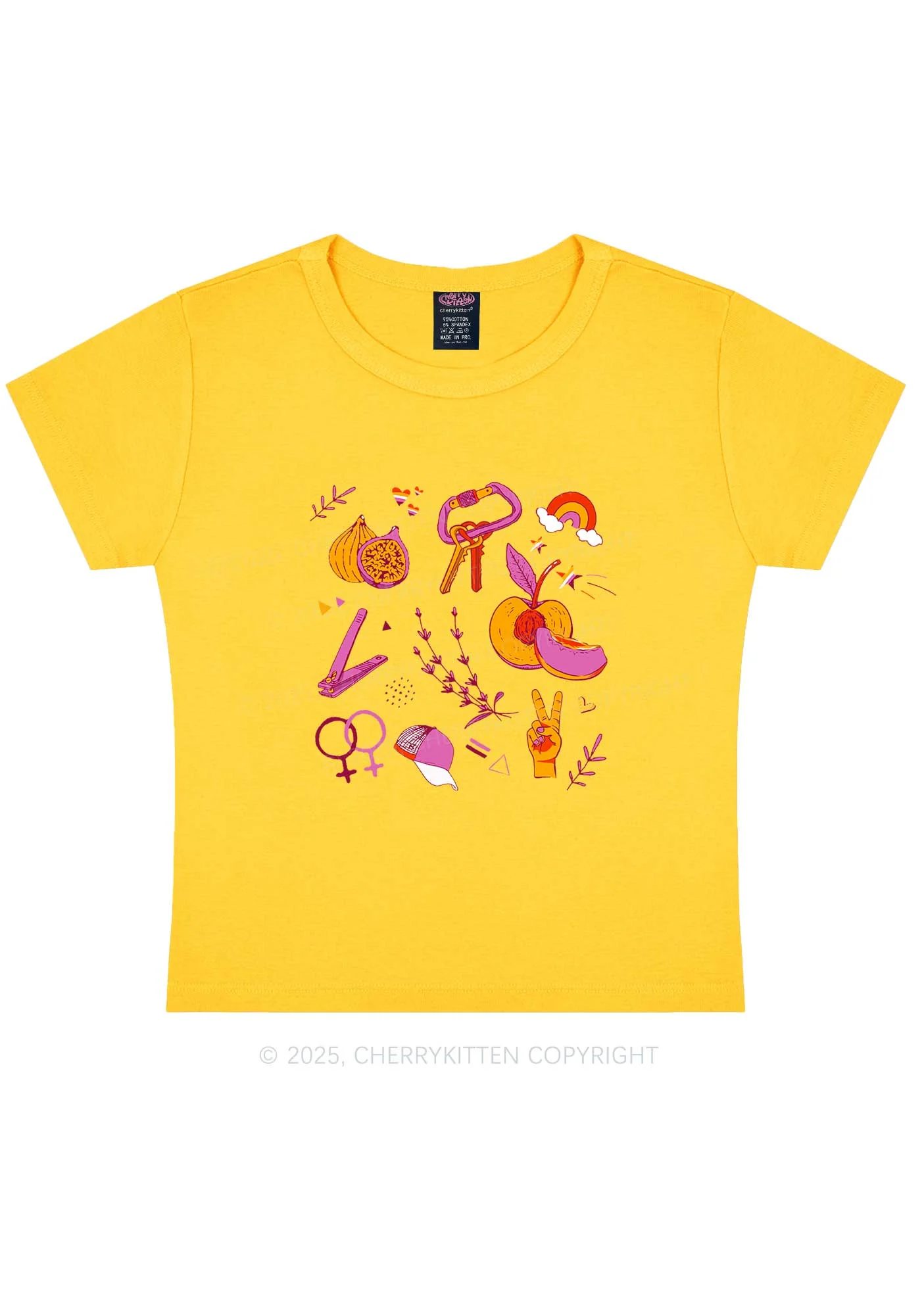 Lesbian Symbols Y2K Baby Tee Cherrykitten - Image 5
