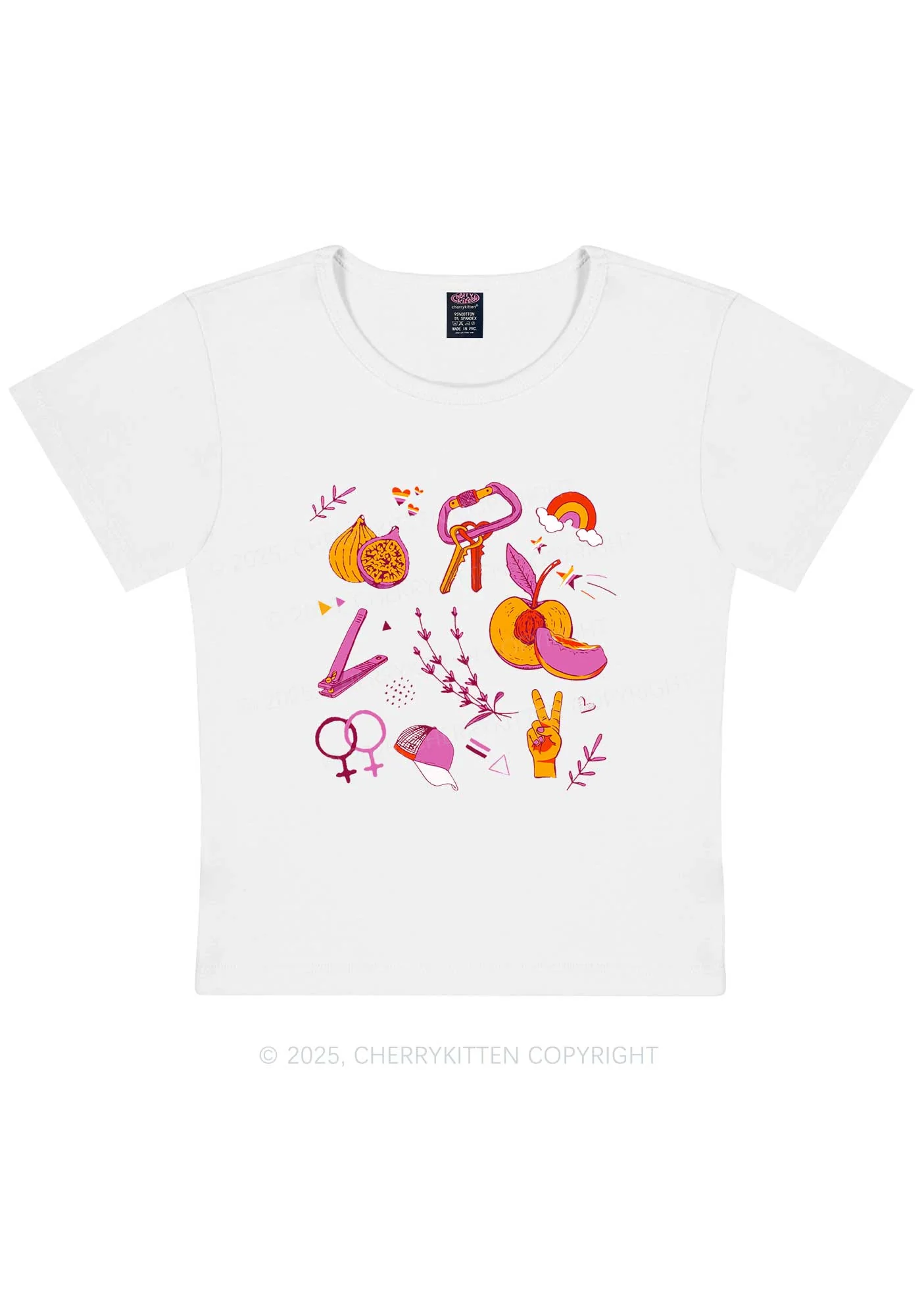 Lesbian Symbols Y2K Baby Tee Cherrykitten - Image 6