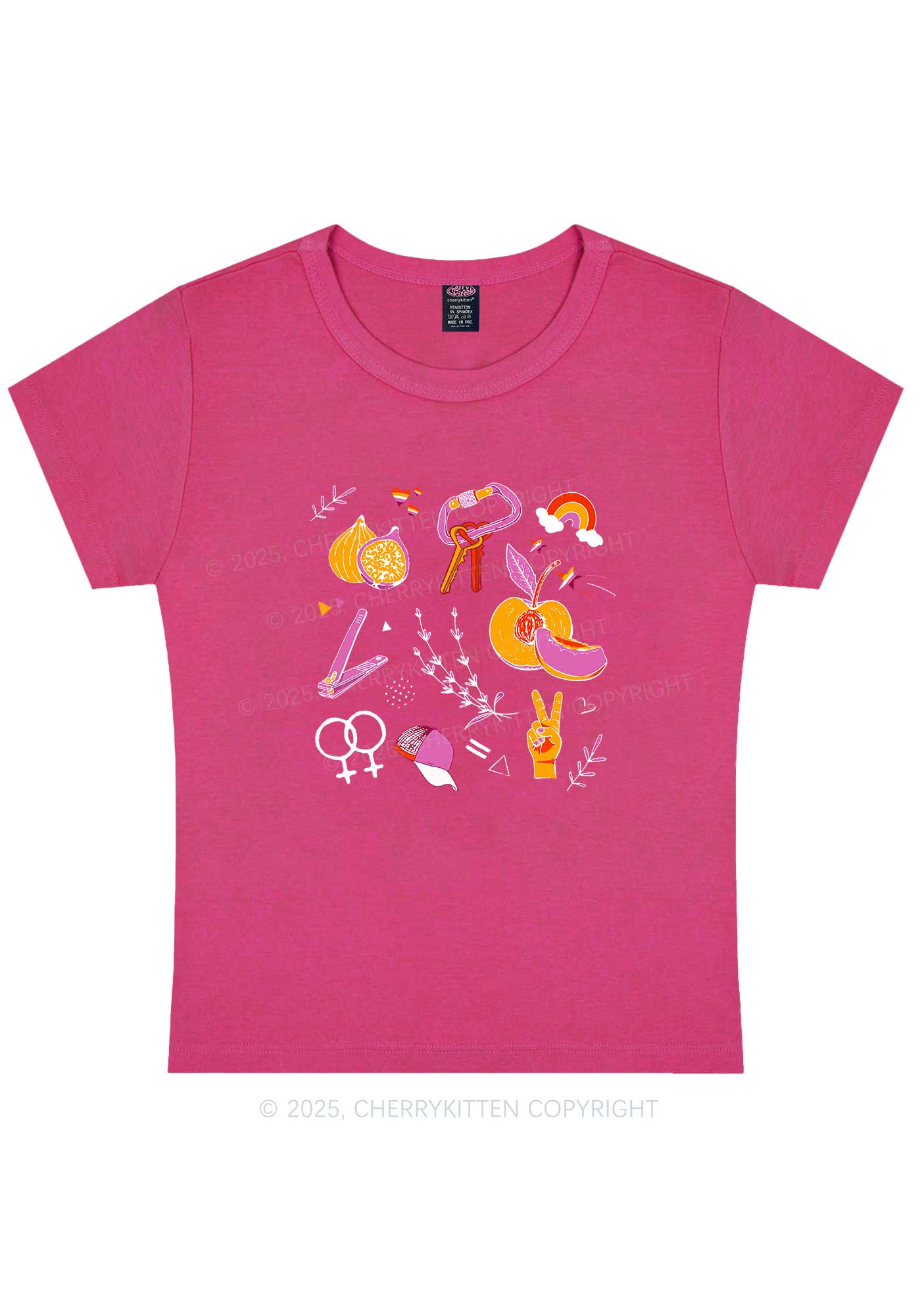Lesbian Symbols Y2K Baby Tee Cherrykitten - Image 8