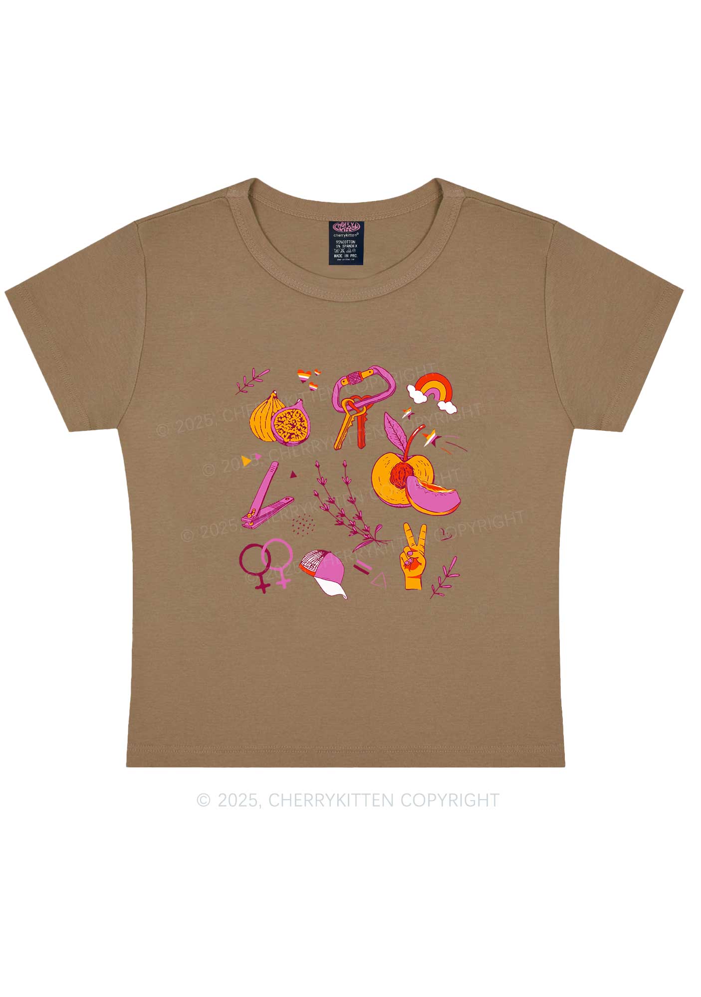 Lesbian Symbols Y2K Baby Tee Cherrykitten - Image 9