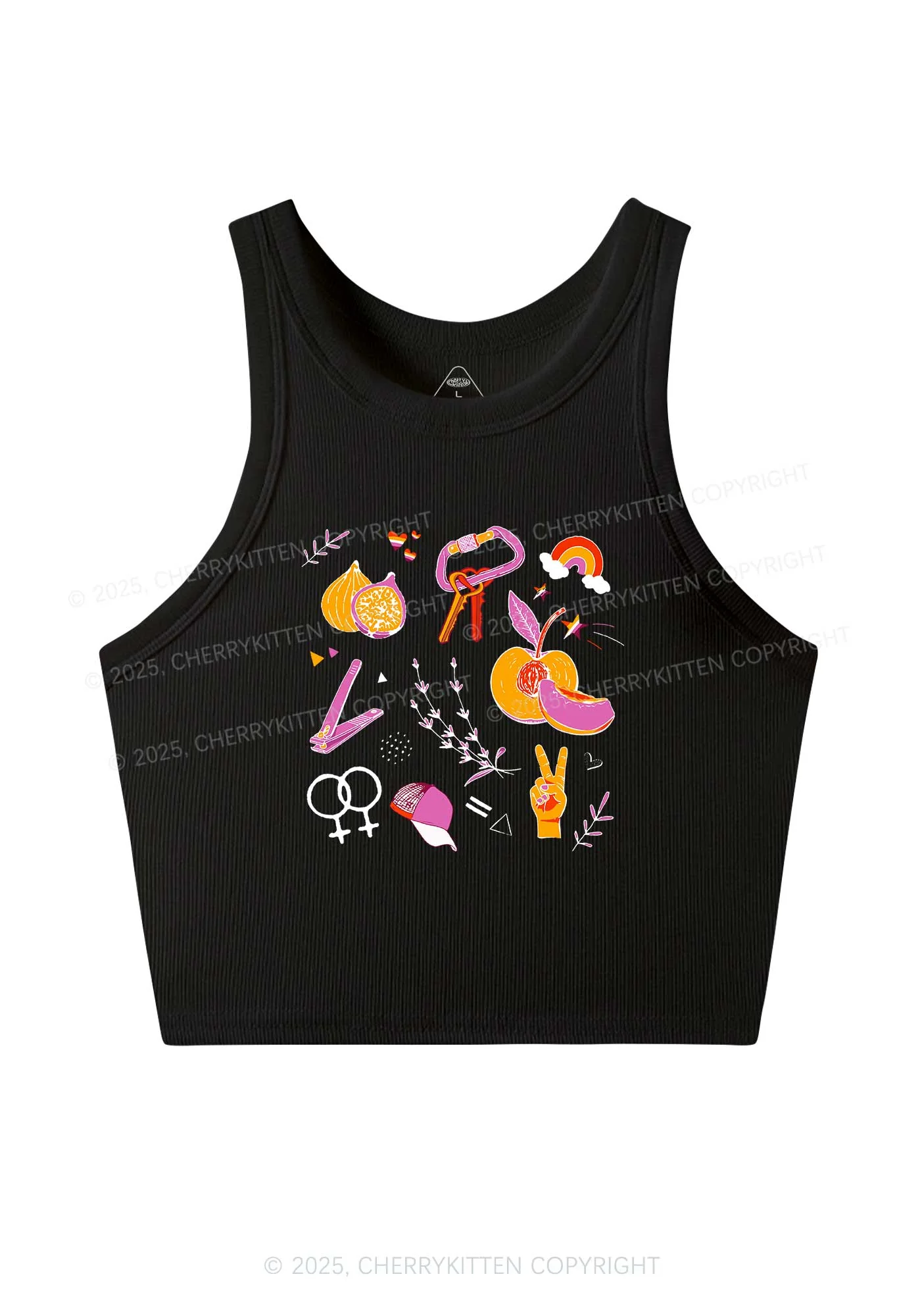 Lesbian Symbols Y2K Crop Tank Top Cherrykitten - Image 3