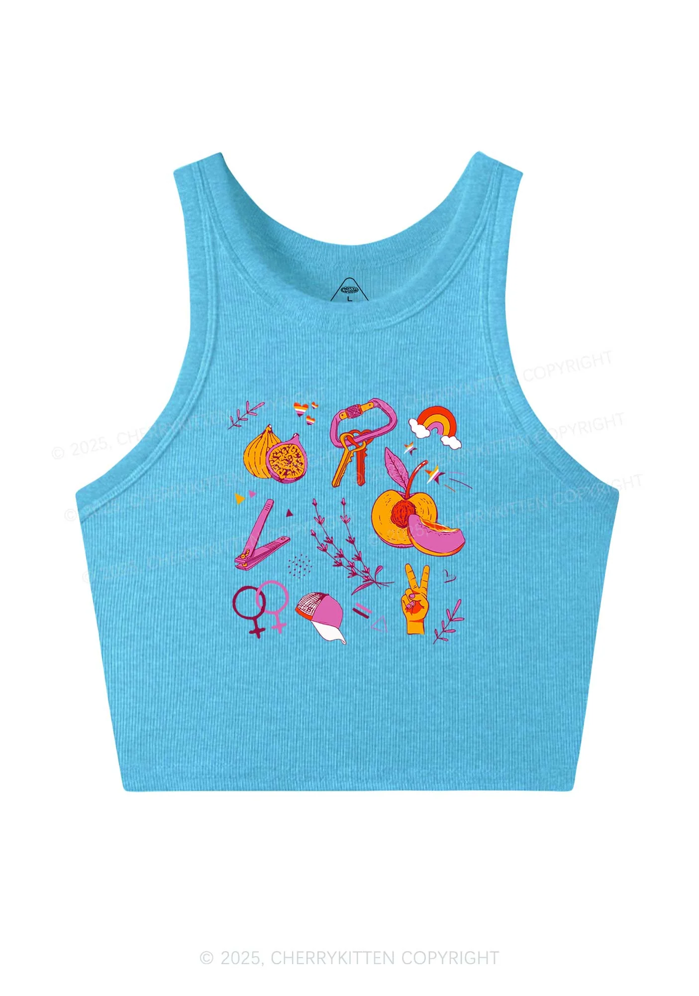 Lesbian Symbols Y2K Crop Tank Top Cherrykitten - Image 4