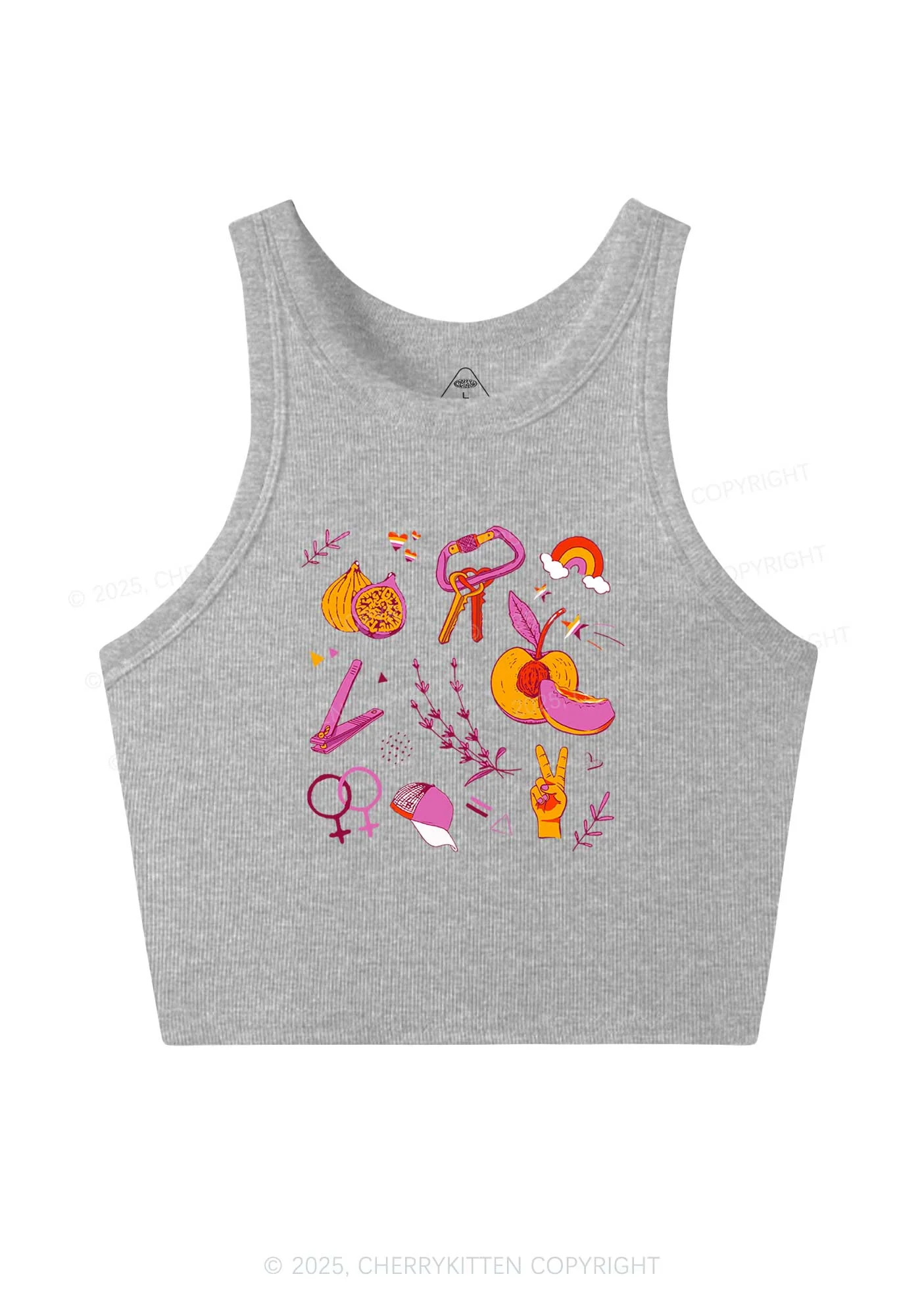 Lesbian Symbols Y2K Crop Tank Top Cherrykitten - Image 5